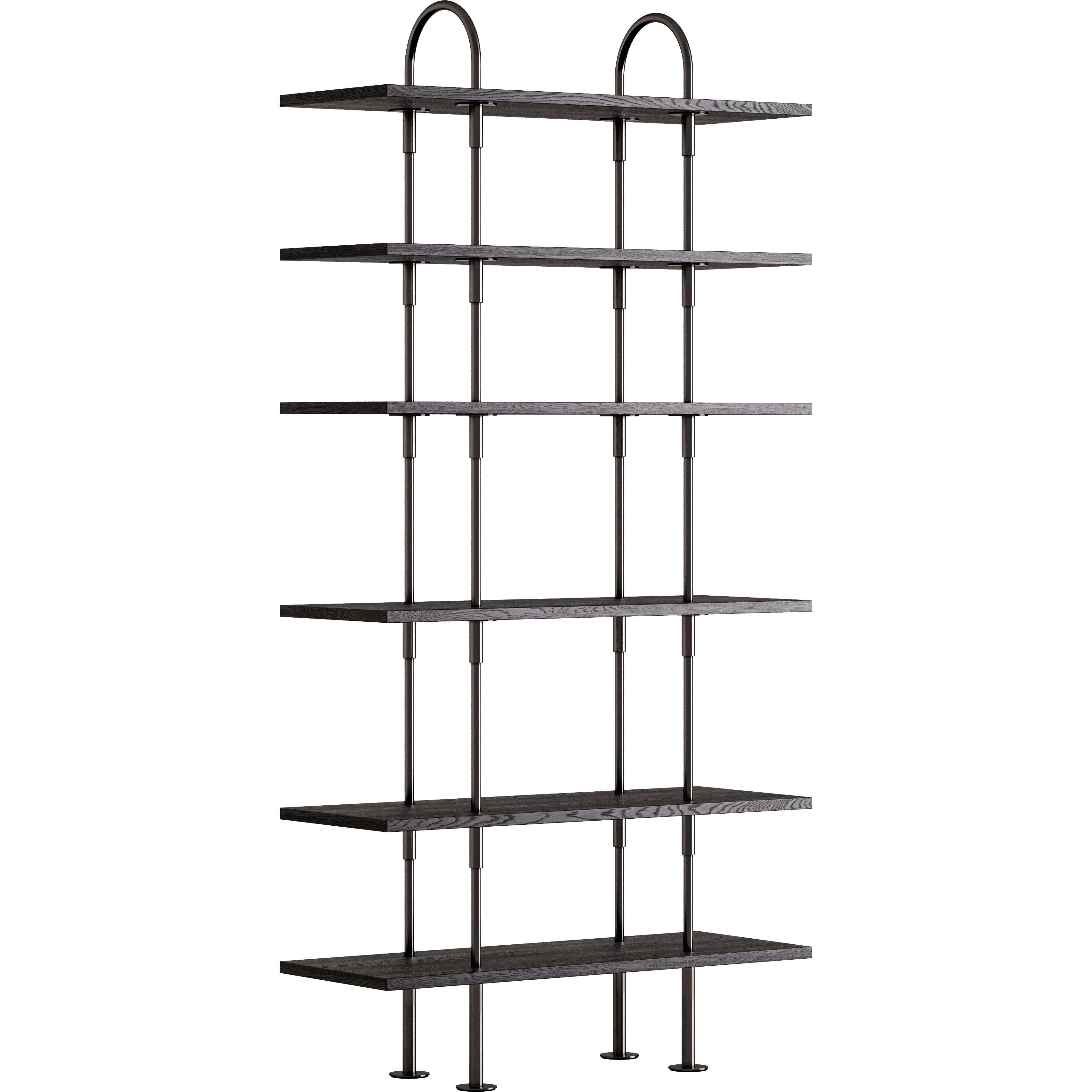 Gubi Keen Hyllsystem Med 6 Hyllplan 96 Cm Svart Mässing / Svartbrunbetsad Ask - Modulära hyllsystem Askfanér Brunsvart
