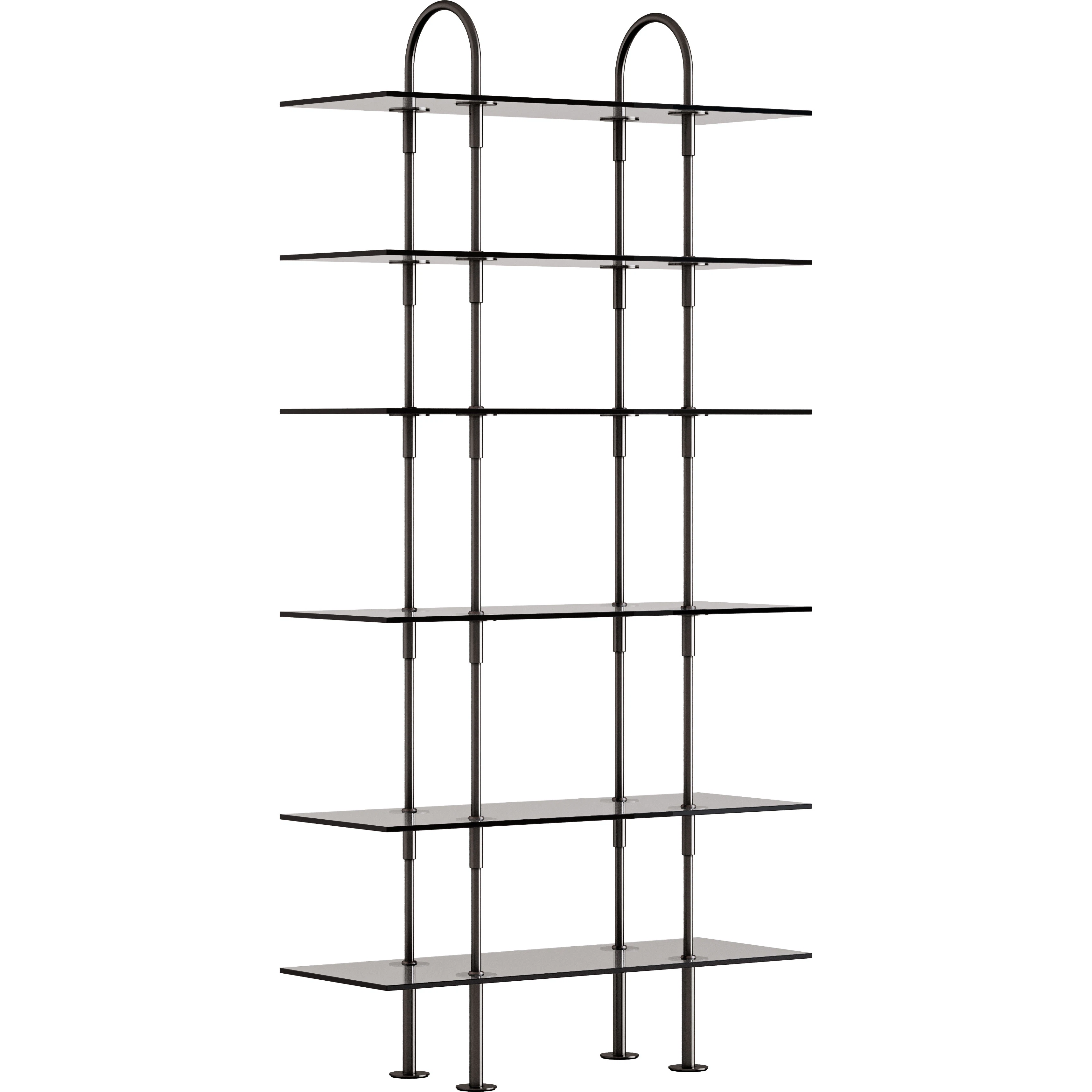 Gubi Keen Hyllsystem Med 6 Hyllplan 96 Cm / Tonat Glas - Modulära hyllsystem Svart Mässing Cool Grey
