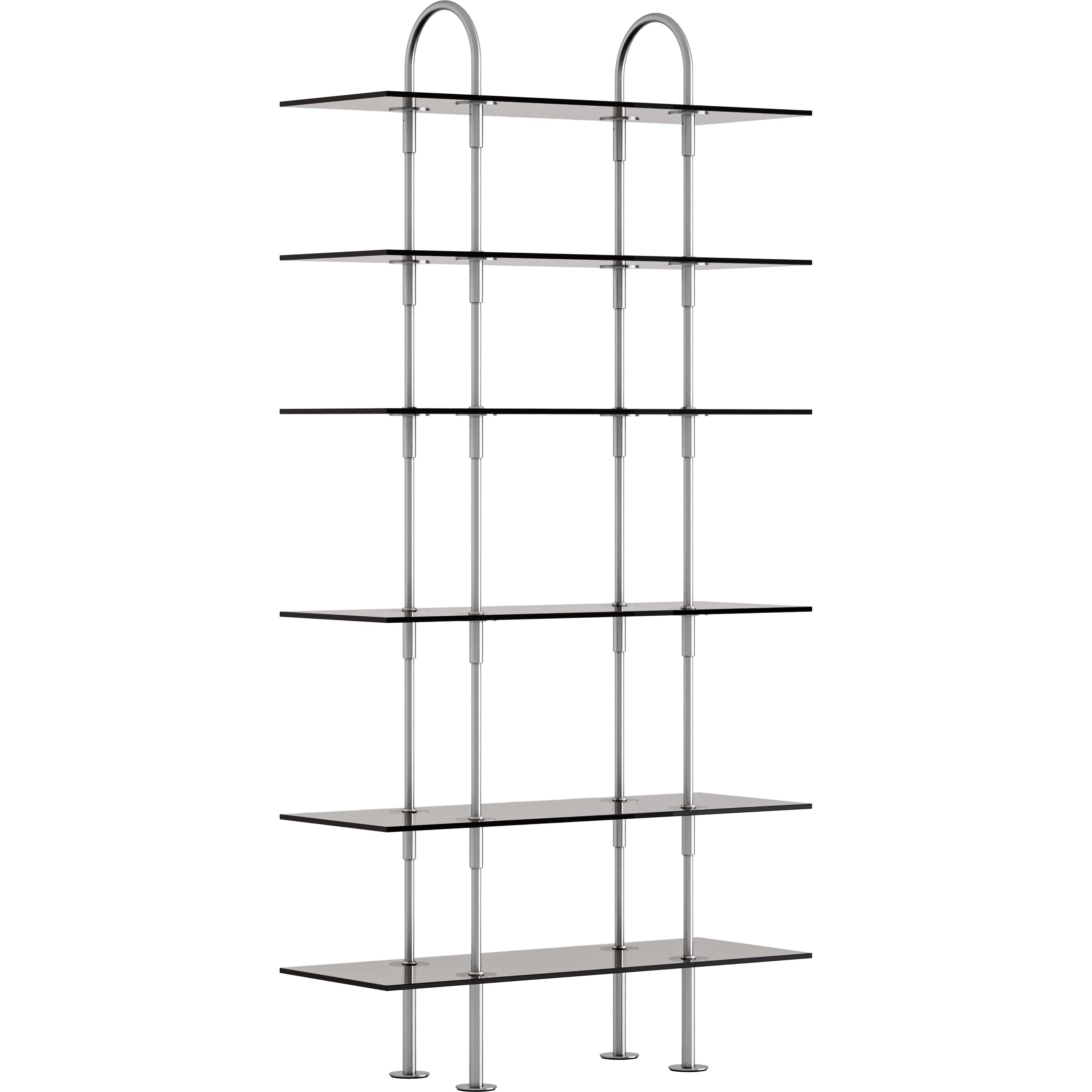 Gubi Keen Hyllsystem Med 6 Hyllplan 96 Cm Satinpolerat / Tonat Glas - Modulära hyllsystem Rostfritt Stål