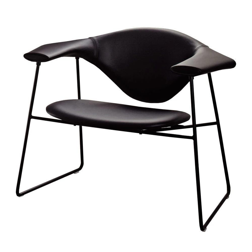 Gubi Masculo Lounge Chair Savanne - F&aring;t&ouml;ljer L&auml;der Svart