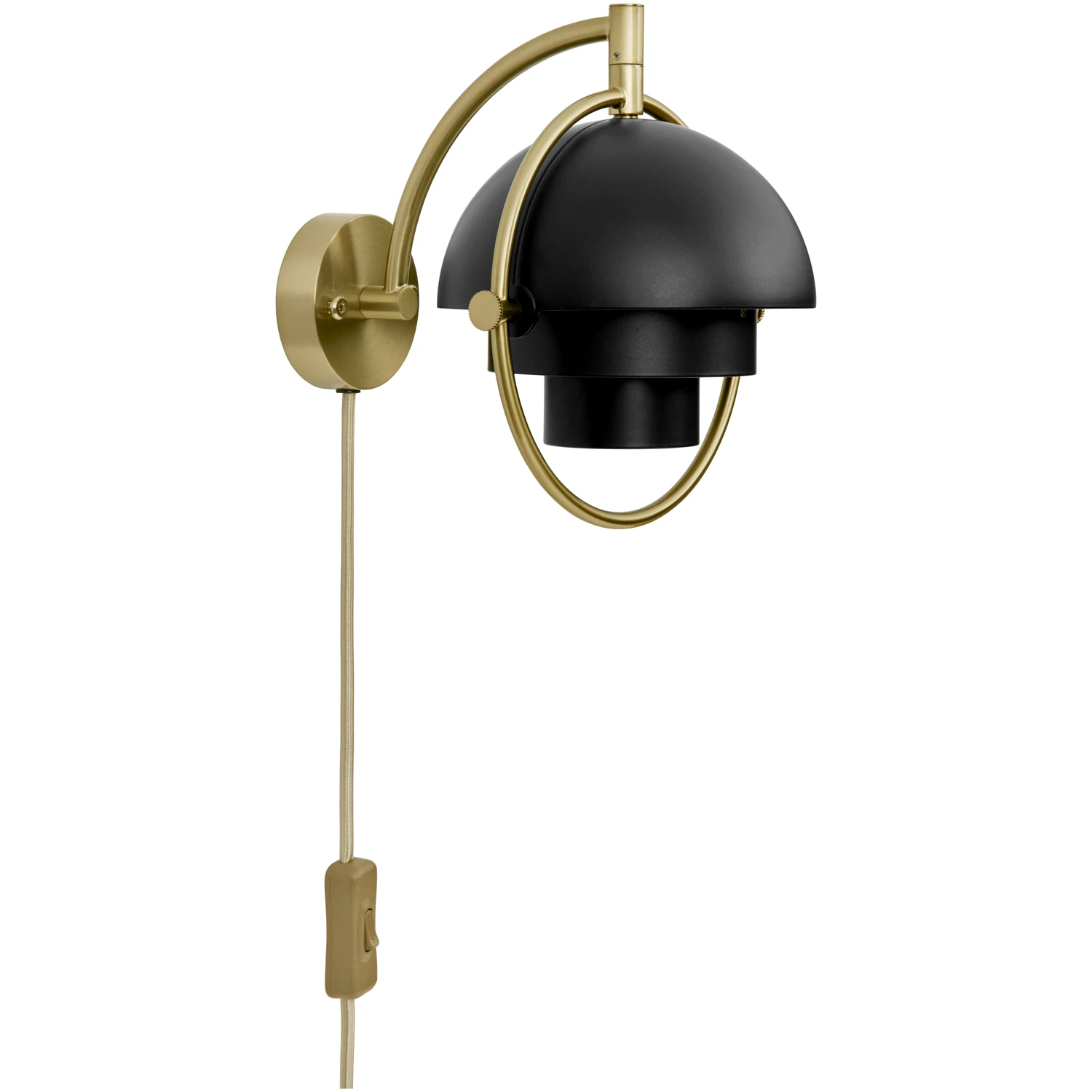 Gubi Multi-lite V&auml;gglampa Black Semi Matt / Brass - V&auml;gglampor Metall Svart
