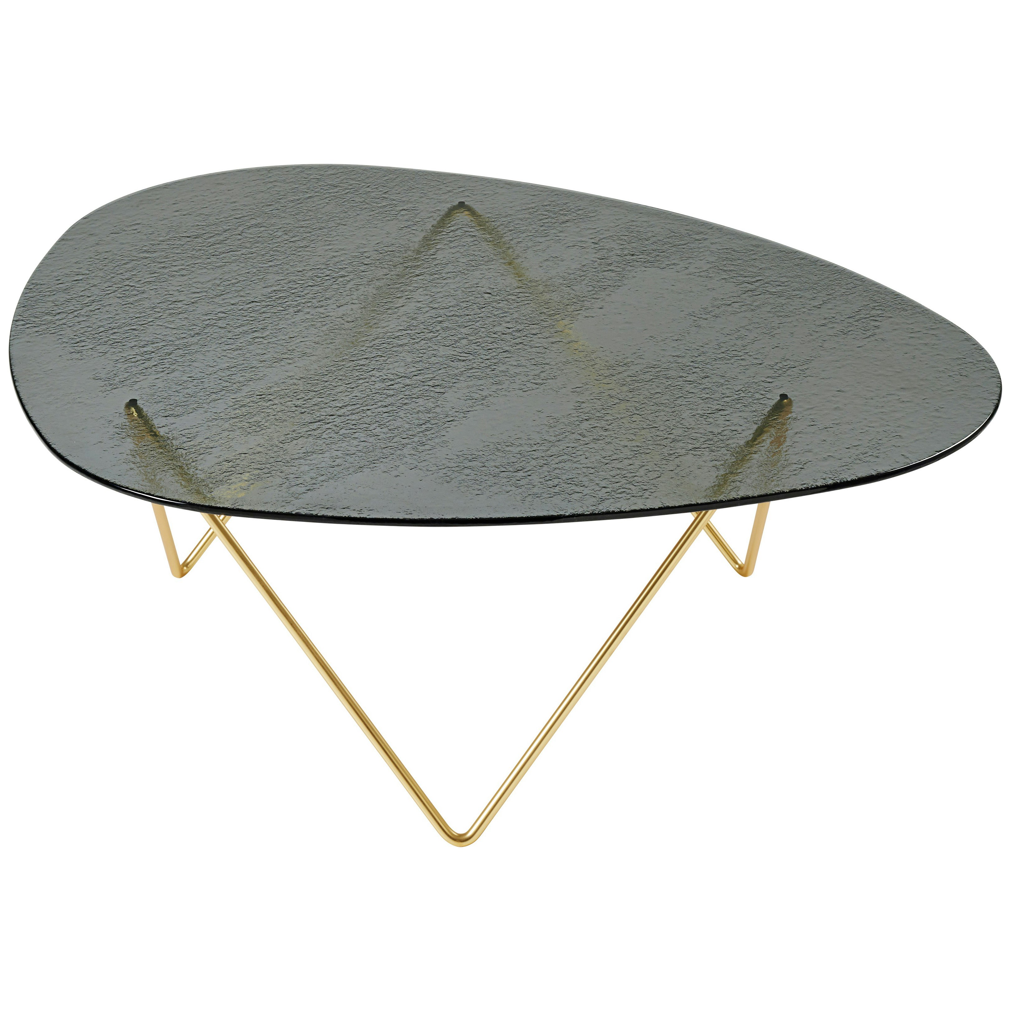 gubi pedrera soffbord texturerat rök / mässing - soffbord glas smoke