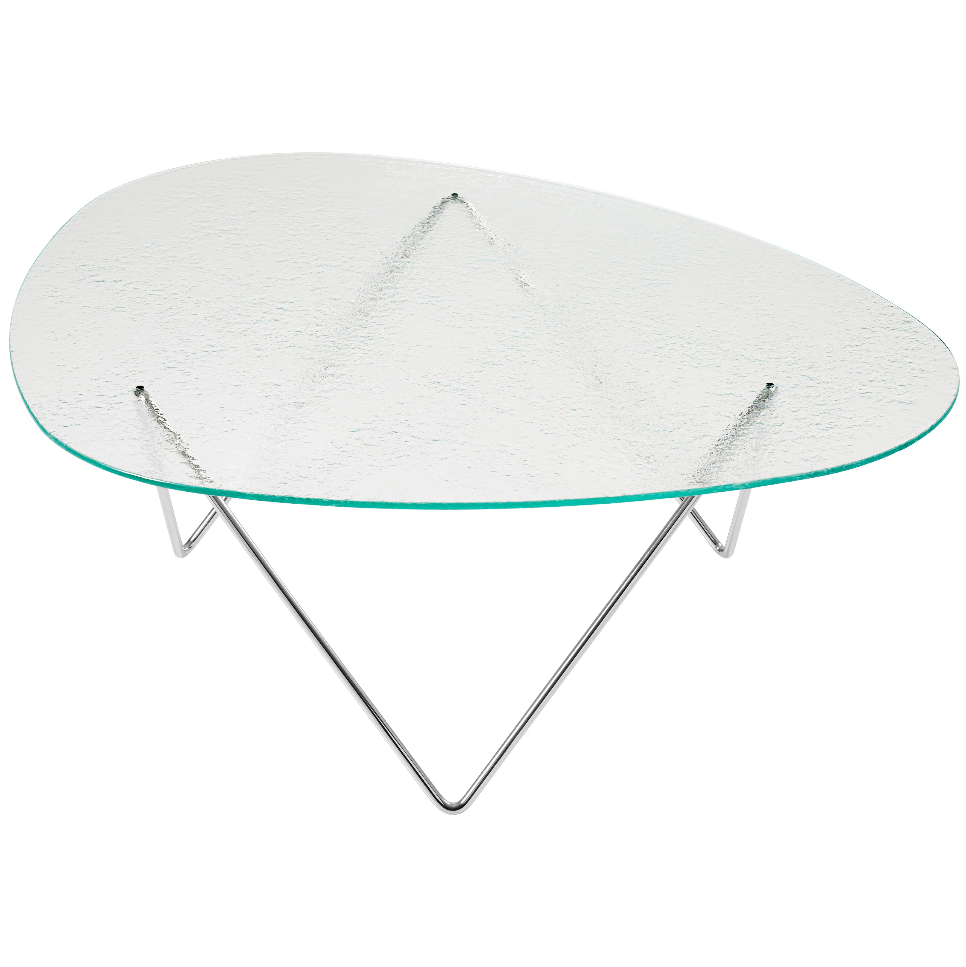 gubi pedrera soffbord texturerat / krom - soffbord glas klar