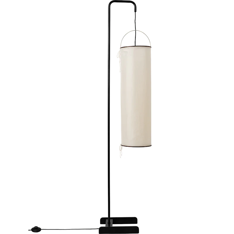 Silk Lantern Golvlampa, Natural White Silk / Svart