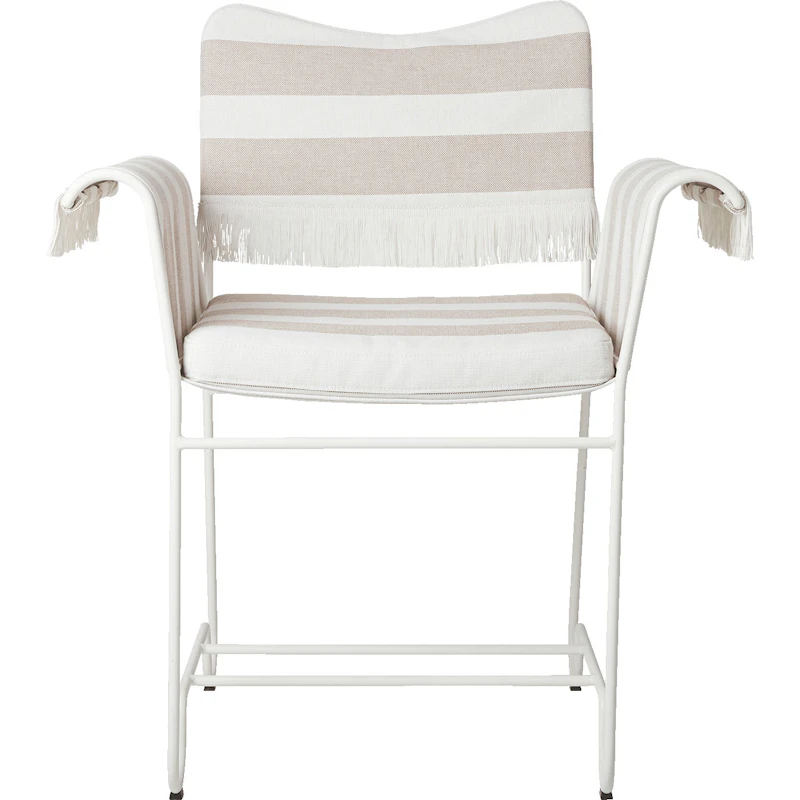 Tropique Matstol Med Fransar, Classic White Semi Matt / Leslie Stripe 40
