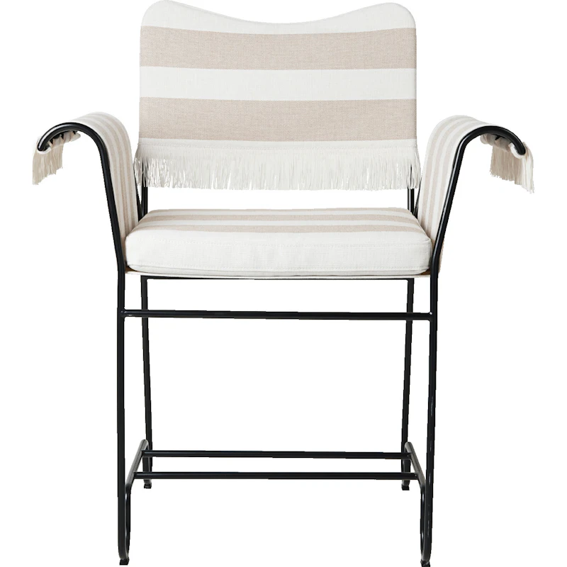 Tropique Matstol Med Fransar, Classic Black / Leslie Stripe 40