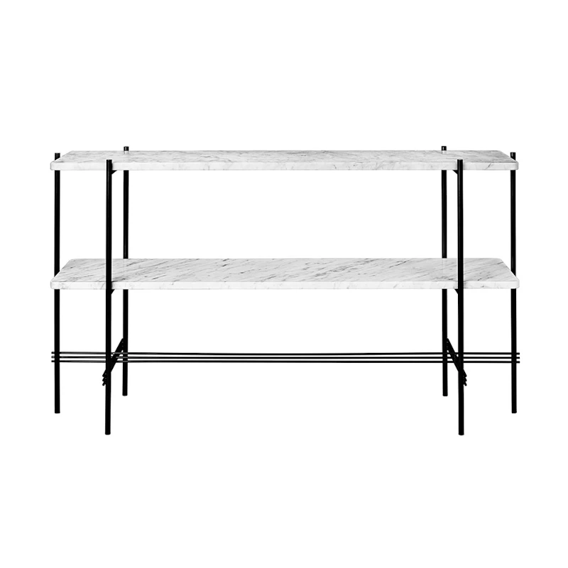 Ts Console 2 Hyllor, Svart/Vit Marmor
