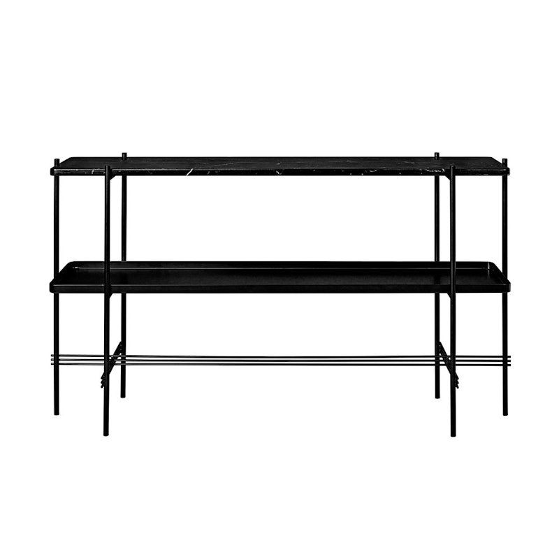 Ts Console 2 Hyllor, Svart/Svart Marmor