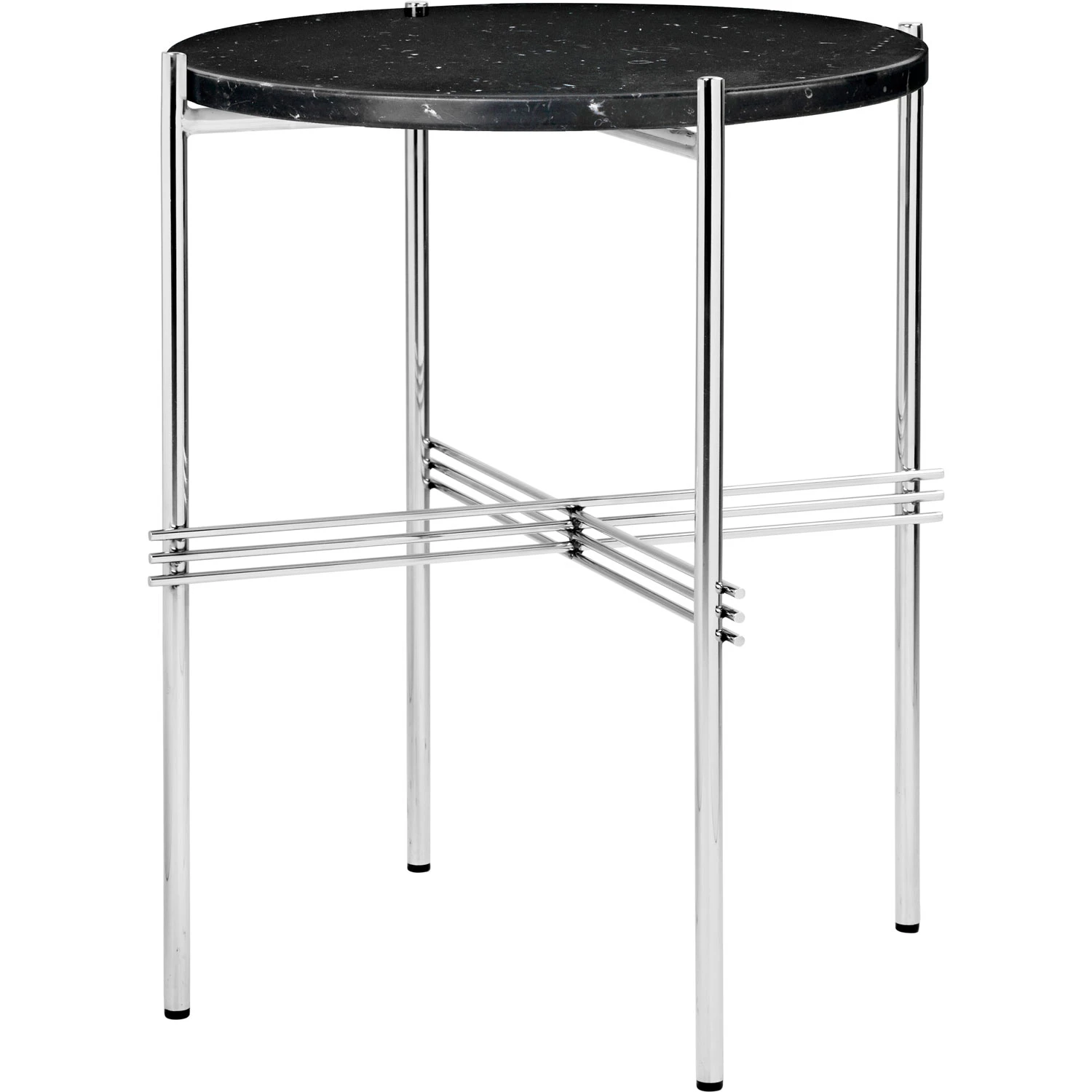 Gubi Ts Sidobord 40 Cm Polerat St&aring;l / Marquinamarmor - Sidobord & Avlastningsbord Nero Marquina Svart