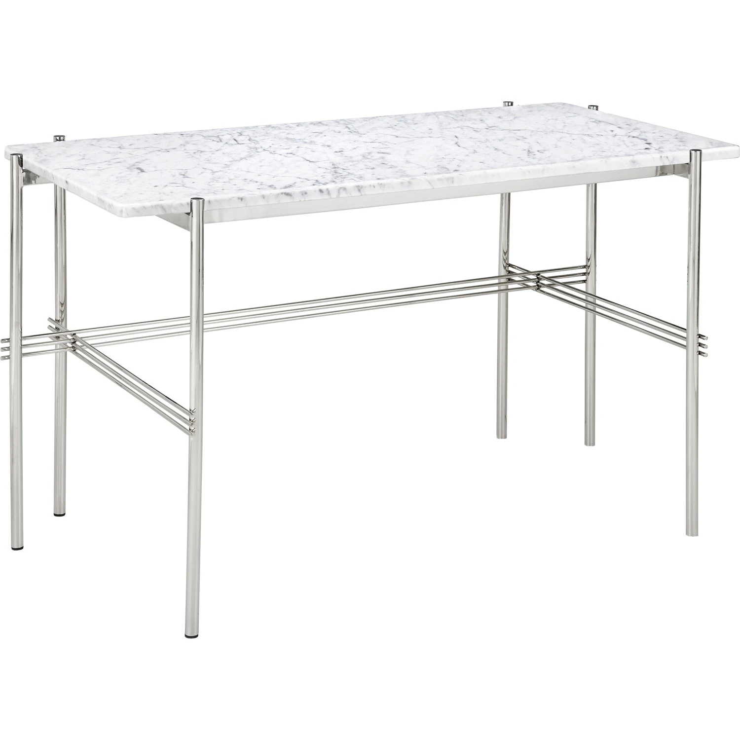 Gubi Ts Skrivbord 60x120 Cm Polerat St&aring;l / Vit Carrara - Skrivbord Marmor