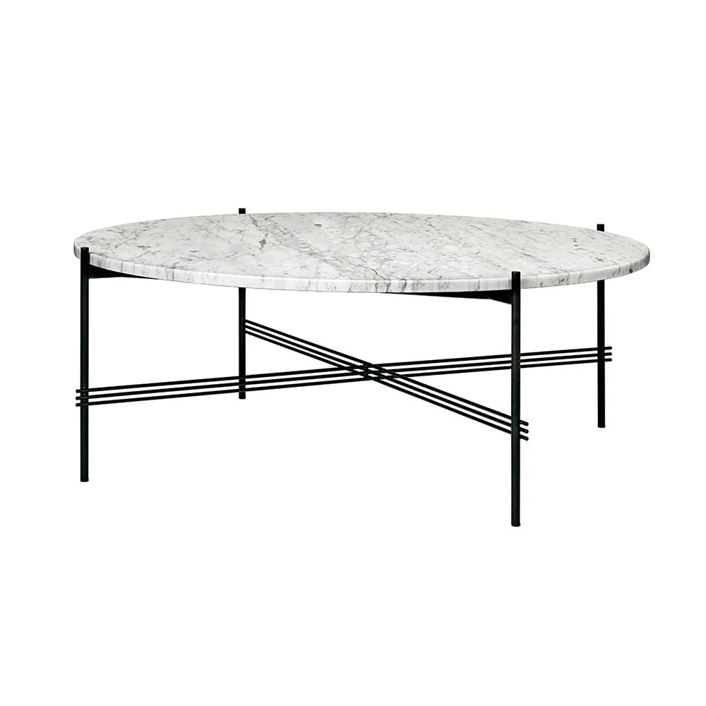 Gubi Ts Soffbord &Oslash;105 Cm /vit Marmor - Soffbord St&aring;l Svart