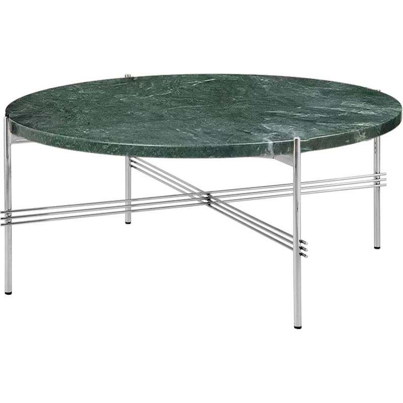 TS Soffbord 80 cm, Polerat Stål / Grå Guatemalamarmor