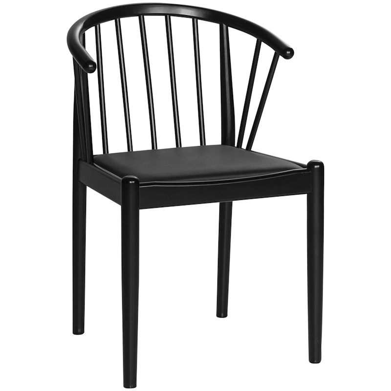 Lindeberg Stol, Svartlackad Bok / Lädersits