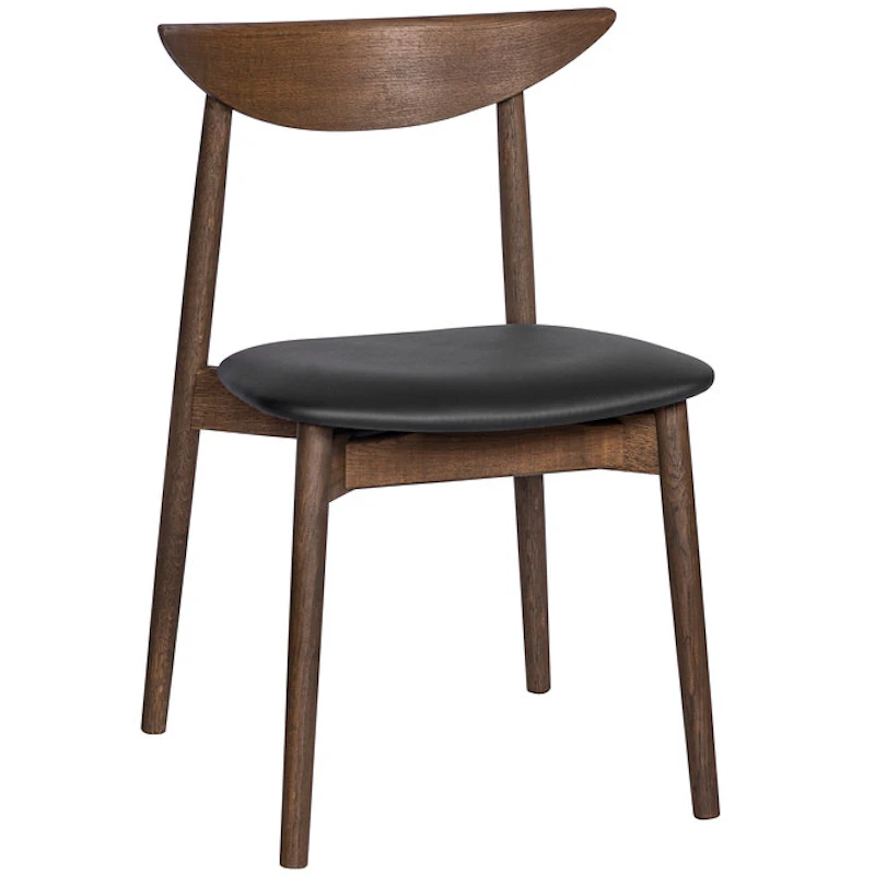Symphony Matstol, Svart Läder Sits, Mörkoljad Ek