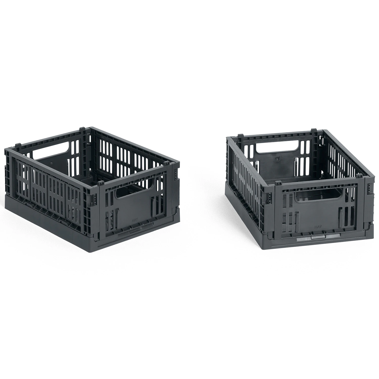 Hay Colour Crate Mini Förvaring 2-pack - Korgar Återanvänd Plast Charcoal