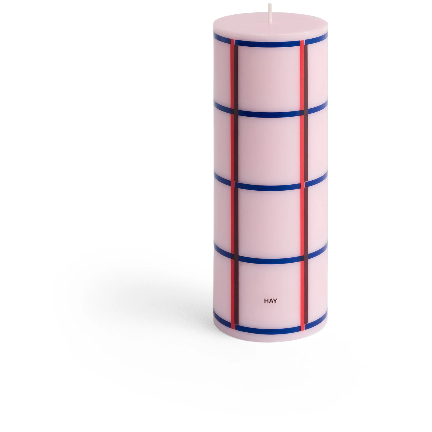 Hay Column Blockljus Medium / M&ouml;rkbl&aring; / Light Pink - Ljus Stearin R&ouml;d