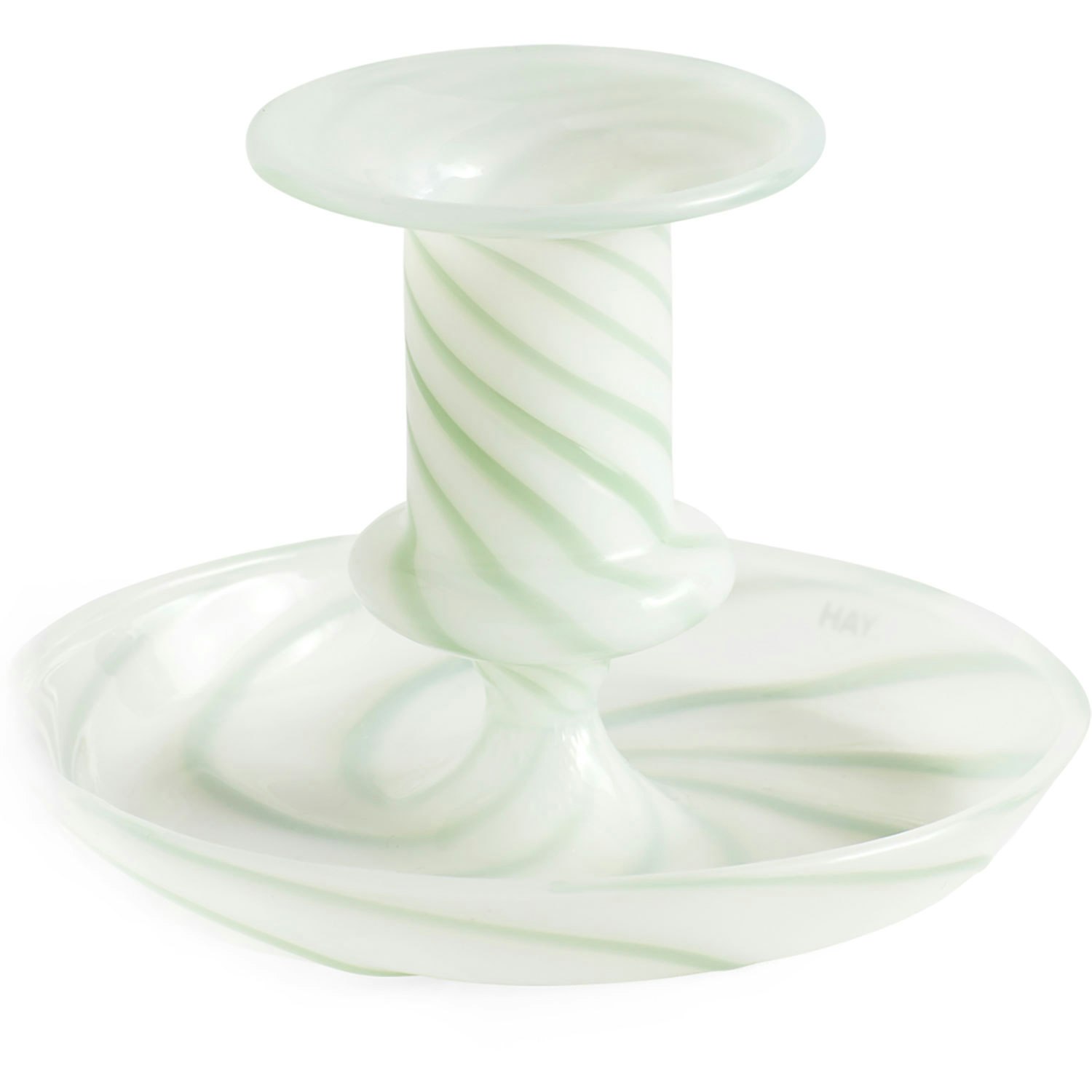 Hay Flare Stripe Milk Ljusstake 7,5 Cm - Ljusstakar Borosilikatglas Gr&ouml;n