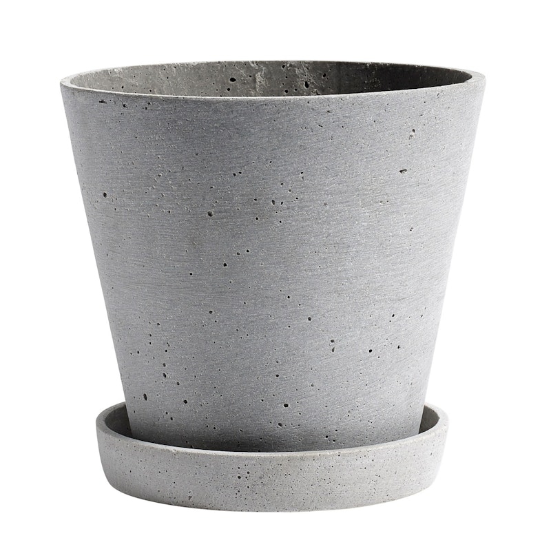 Flowerpot Kruka Med Fat Grå, Ø17.5 cm L