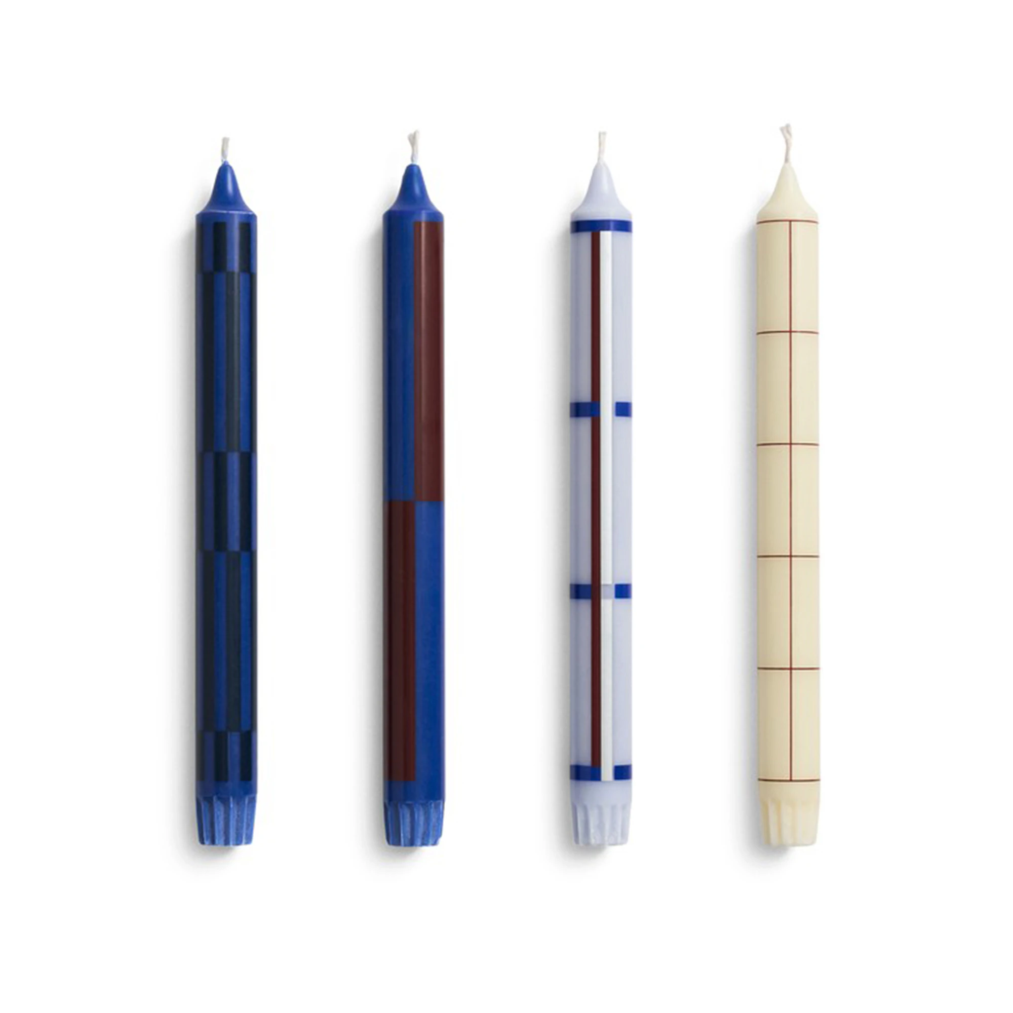 Hay Pattern Ljus 4-pack / Silver - Ljus Stearin Blå