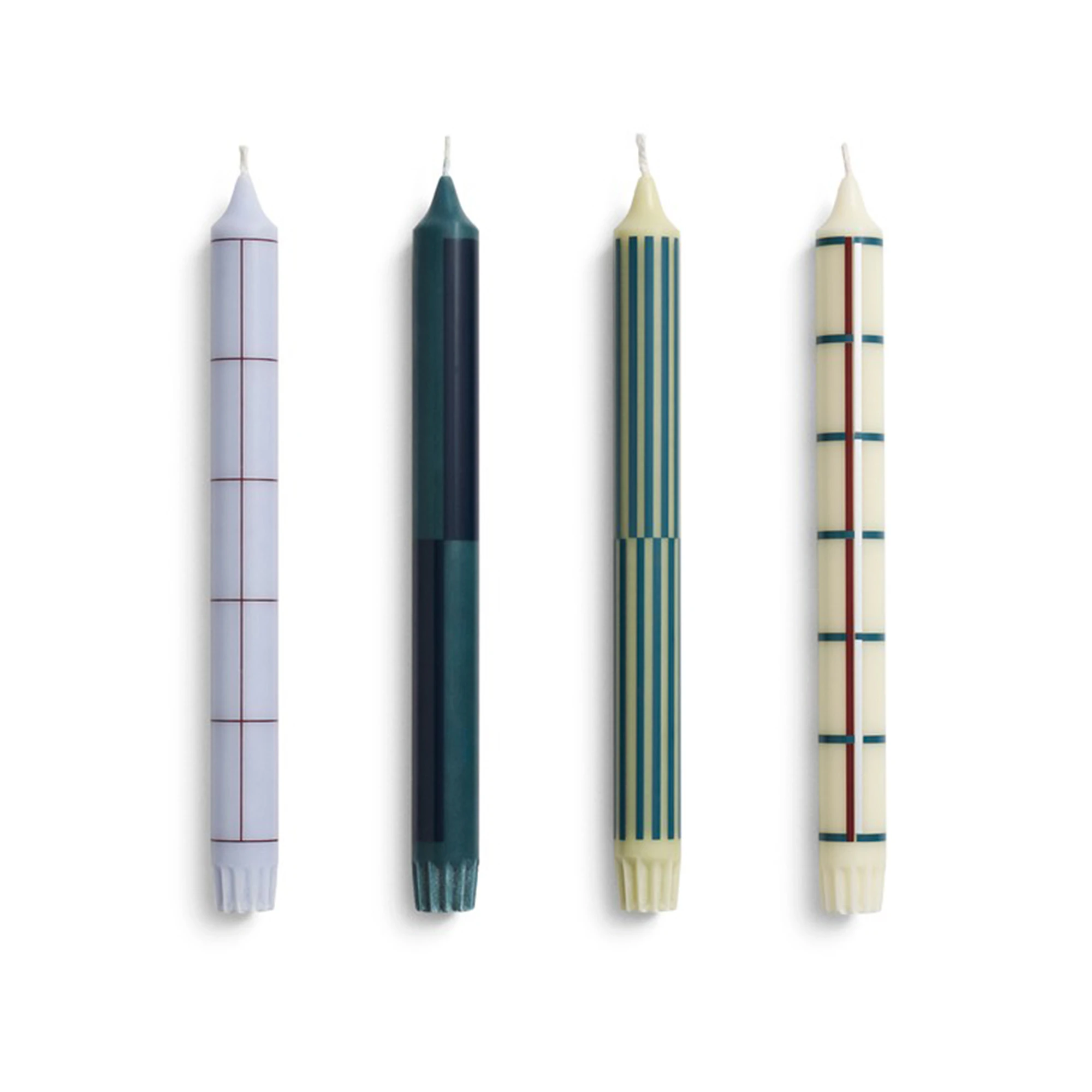 Hay Pattern Ljus 4-pack / Silver - Ljus Stearin Grön