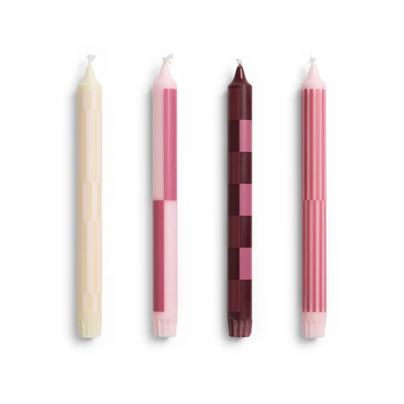 Pattern Ljus 4-pack, Rosa / Bordeaux