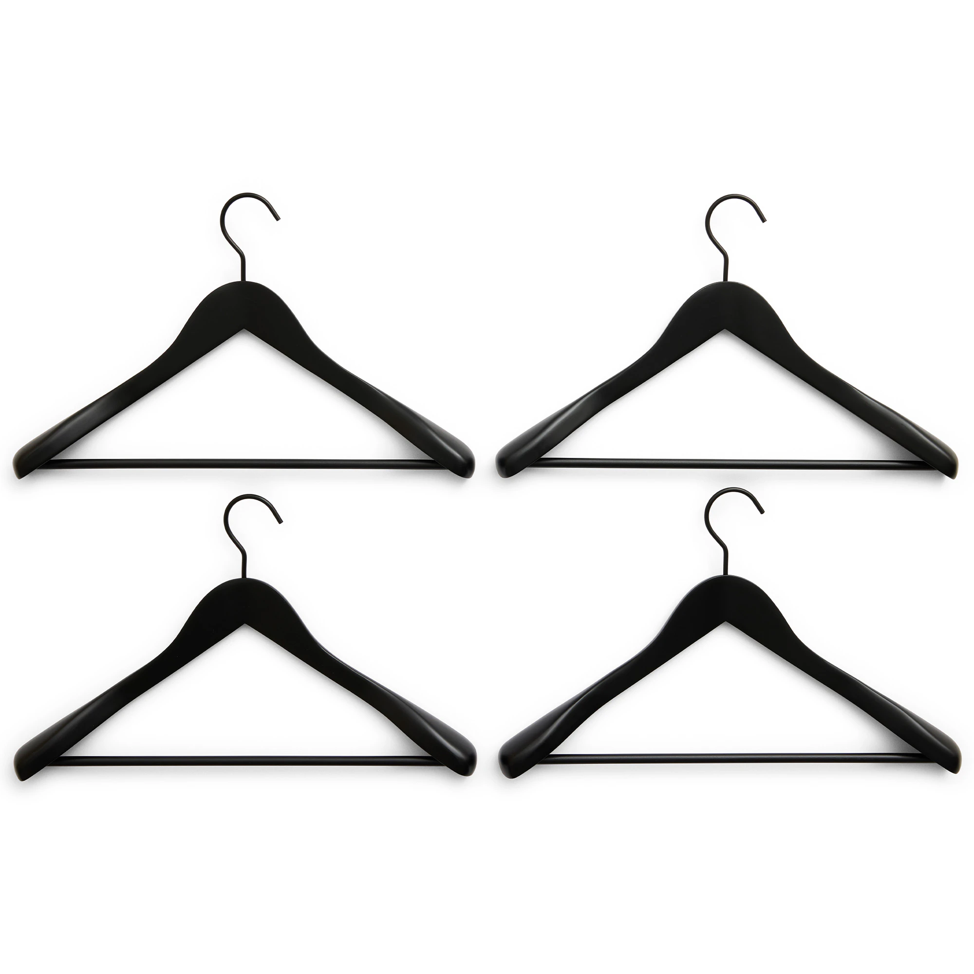 Hay Smooth Galge Wide Med Byxstång 4-pack - Krokar & galgar Bok Svart
