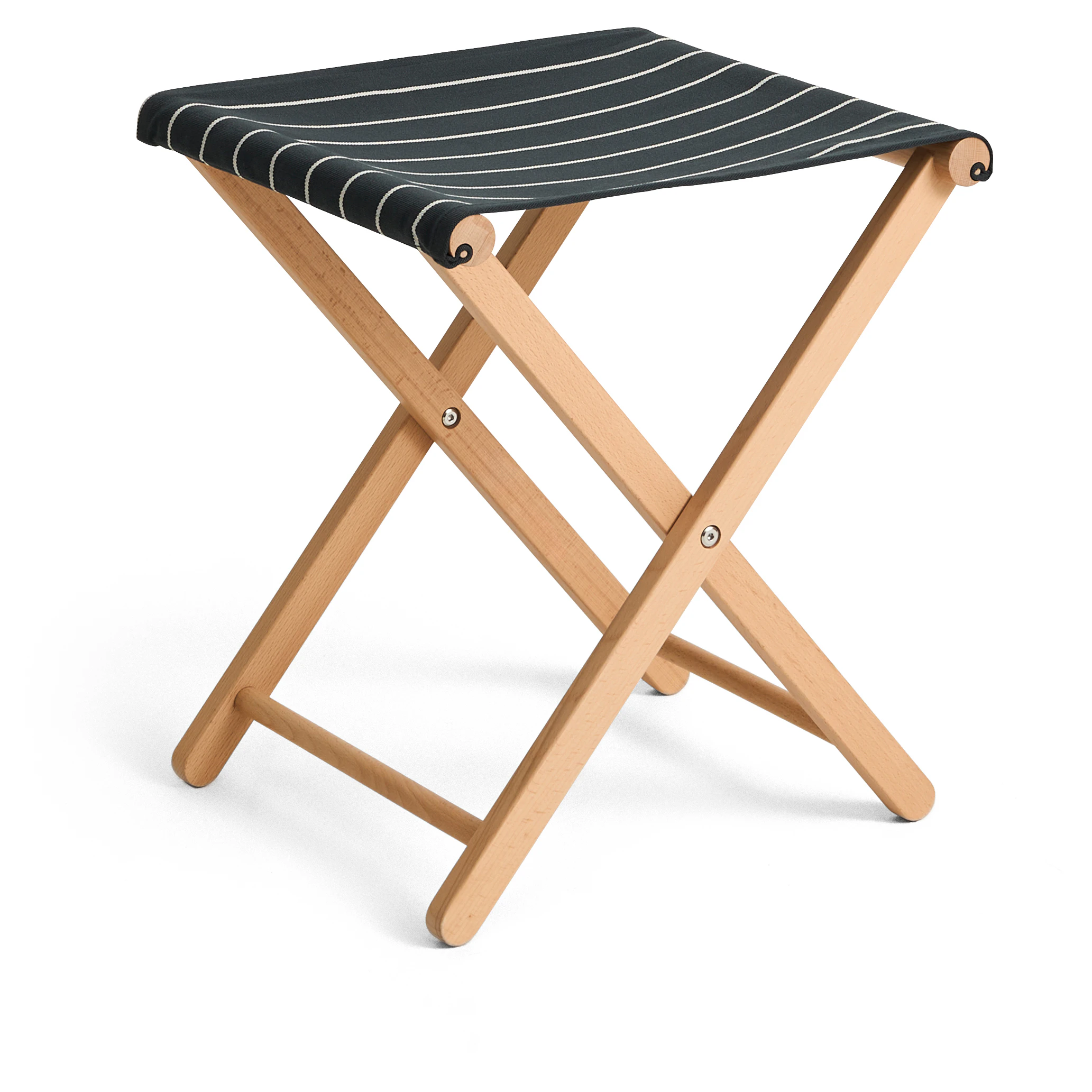 Hay Outdoor Market Folding Stool Black With Beige Stripe - Barstolar & Pallar Bok Svart