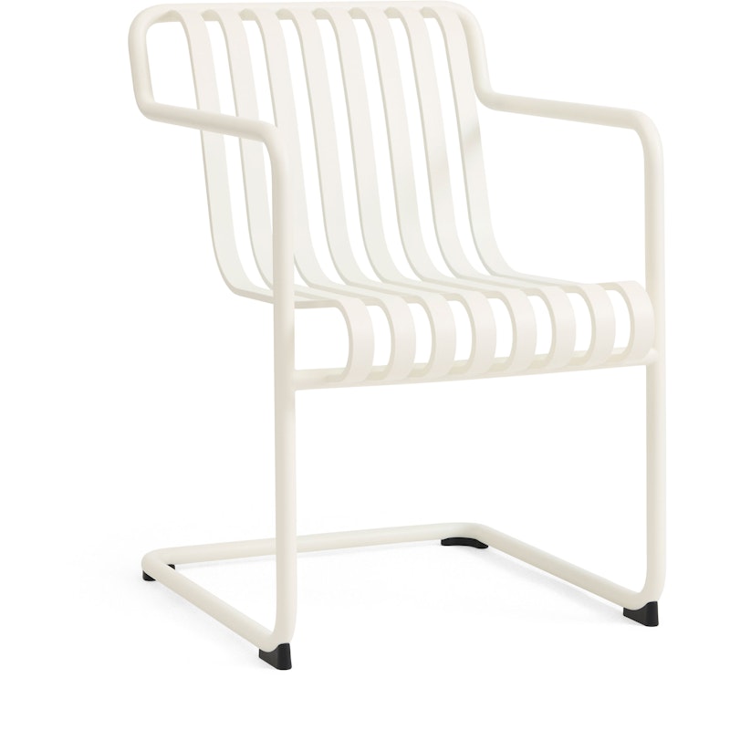 Palissade Cantilever Dining Armchair, Cream white powder coated steel