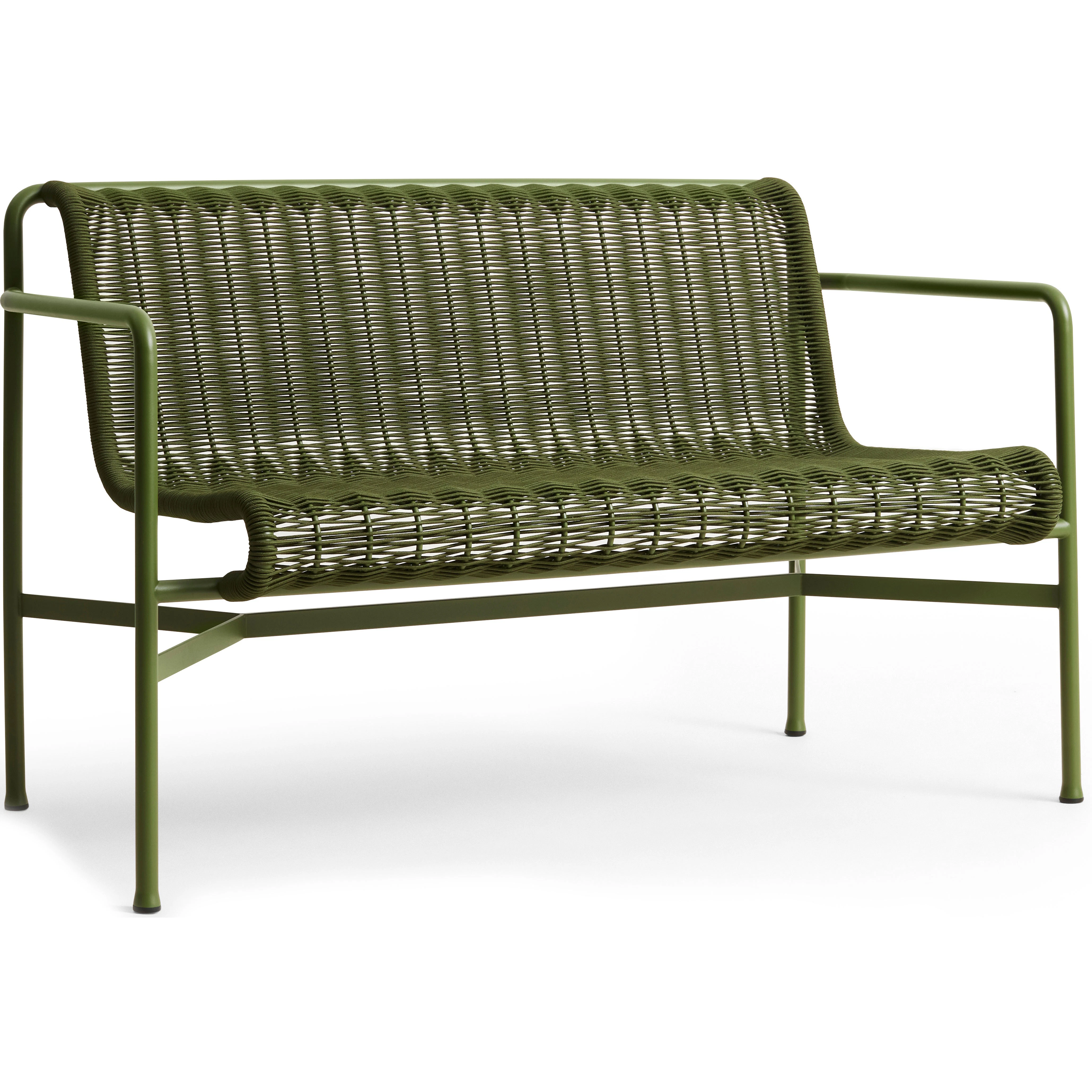 hay palissade cord bänk med armstöd oliv - bänkar pulverlackat stål olivgrön