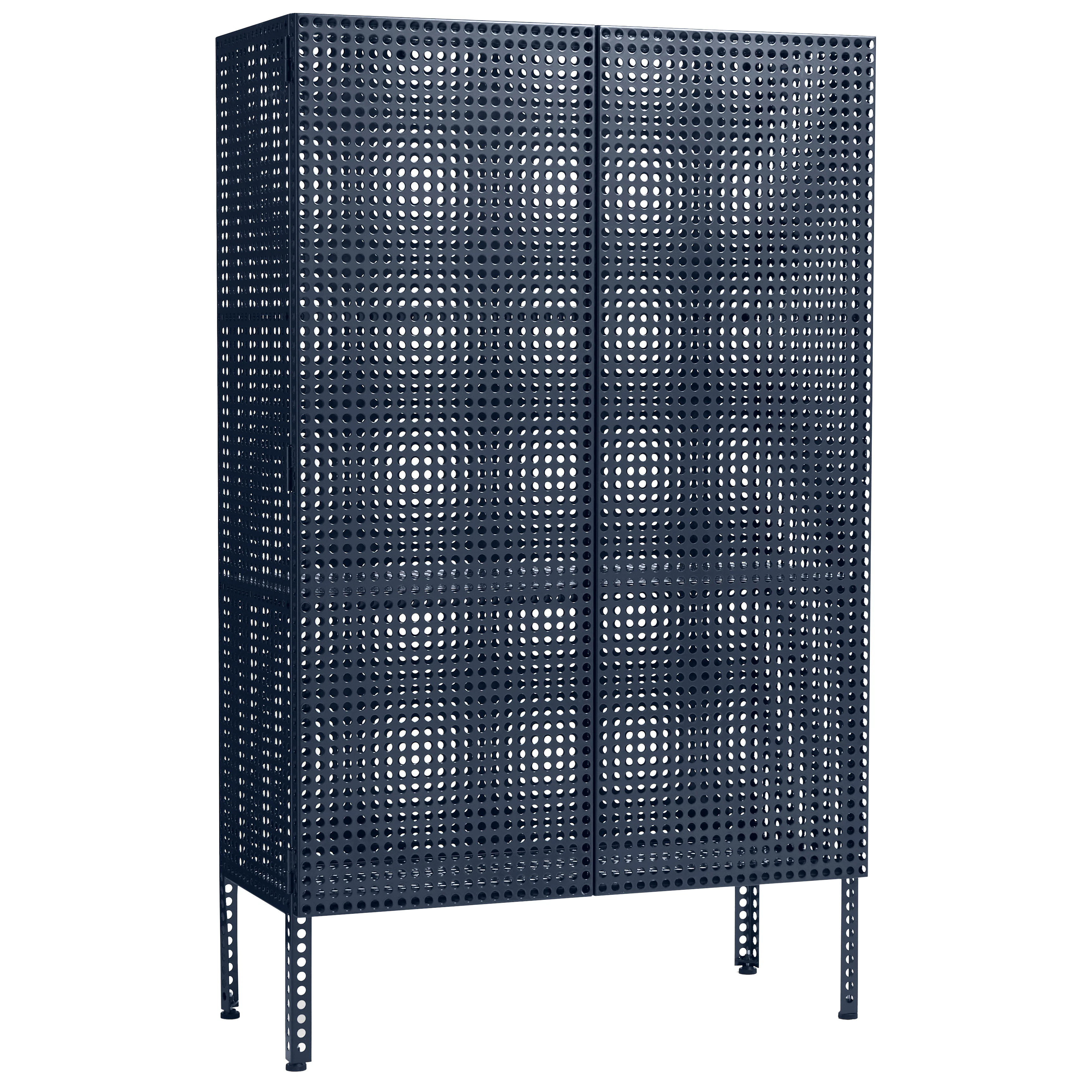 Hay Perforated Sk&aring;p Stor Steel Blue - Sk&aring;p & vitrinsk&aring;p Pulverlackat St&aring;l St&aring;lbl&aring;