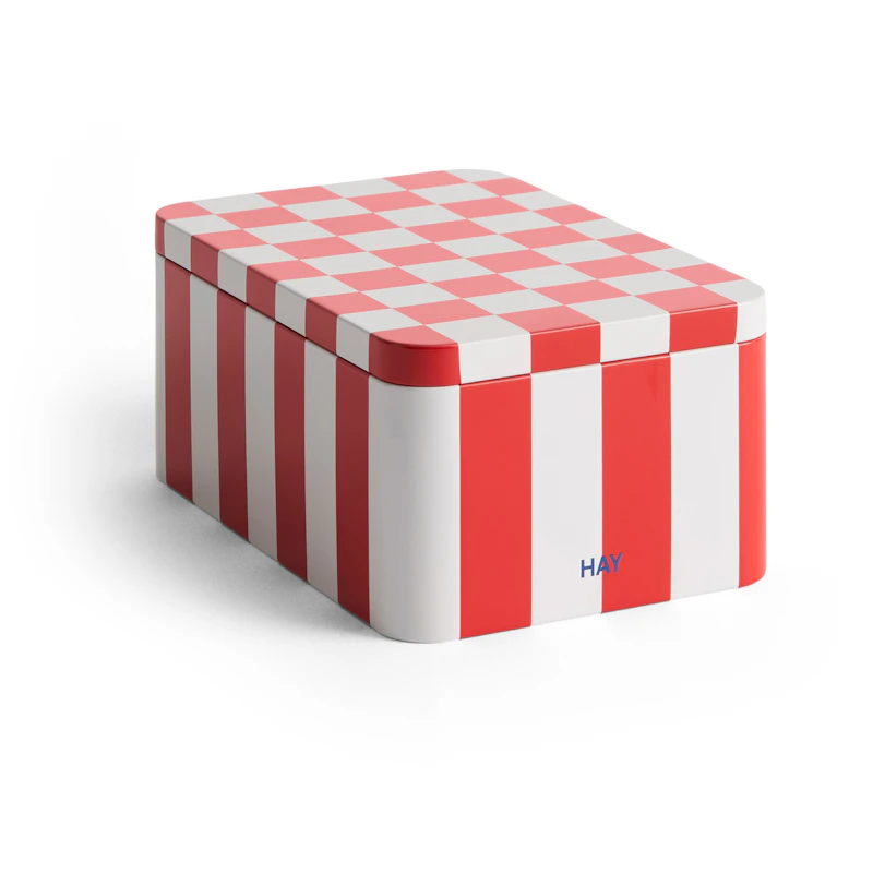 Plåtburk Liten, Röd / Off-white