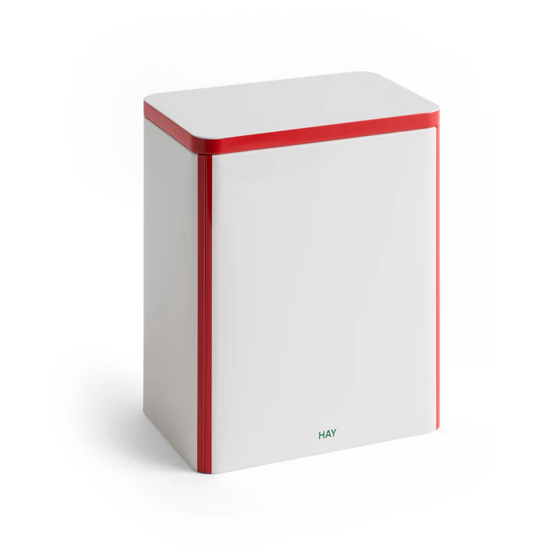 Plåtburk Stor, Röd / Off-white