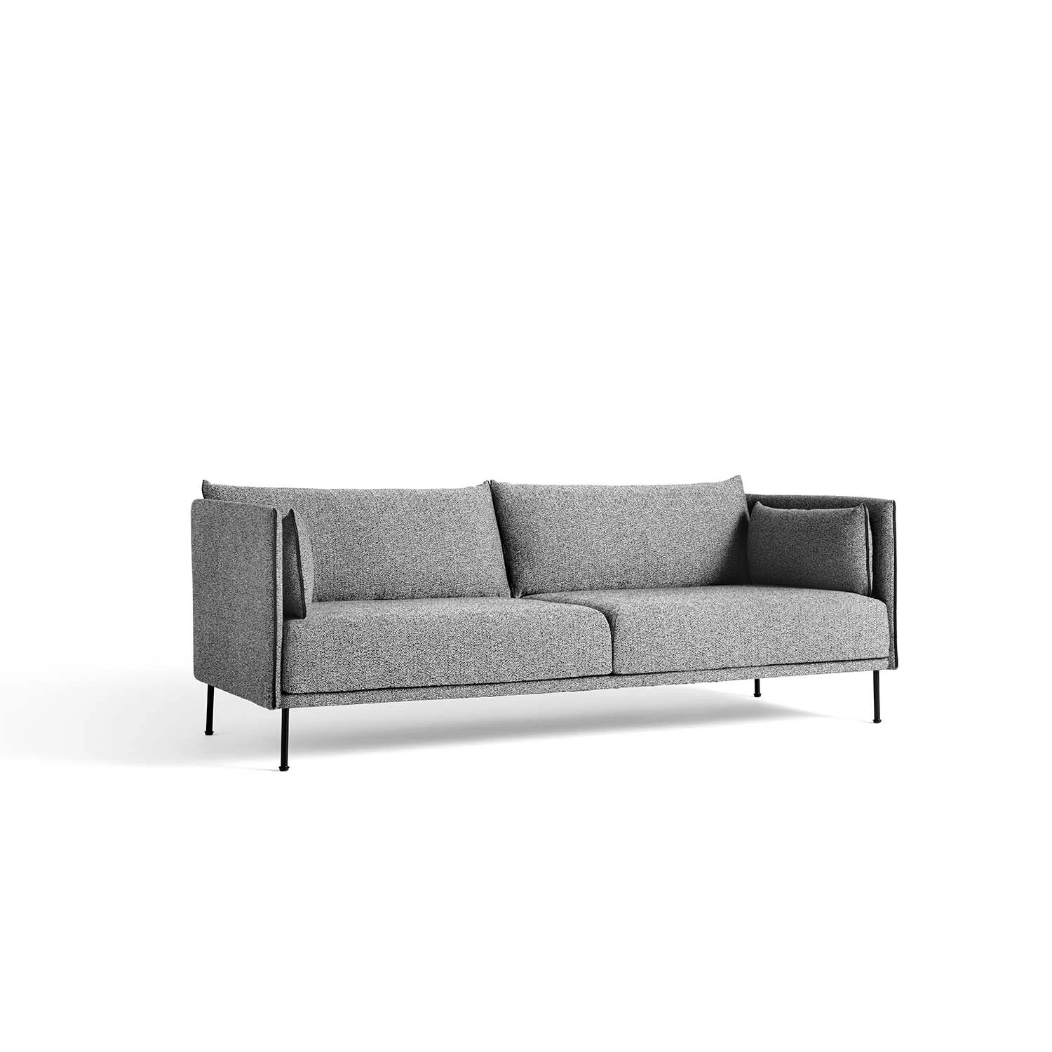 Hay Silhouette 3 Black P Black Steel B/olavi03charcoal - 3-sitssoffor Textil Vit