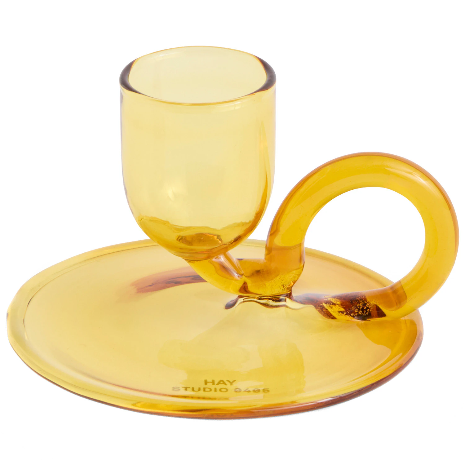 Hay Tiny Candleholder Curved Yellow - Ljusstakar Borosilikatglas Gul