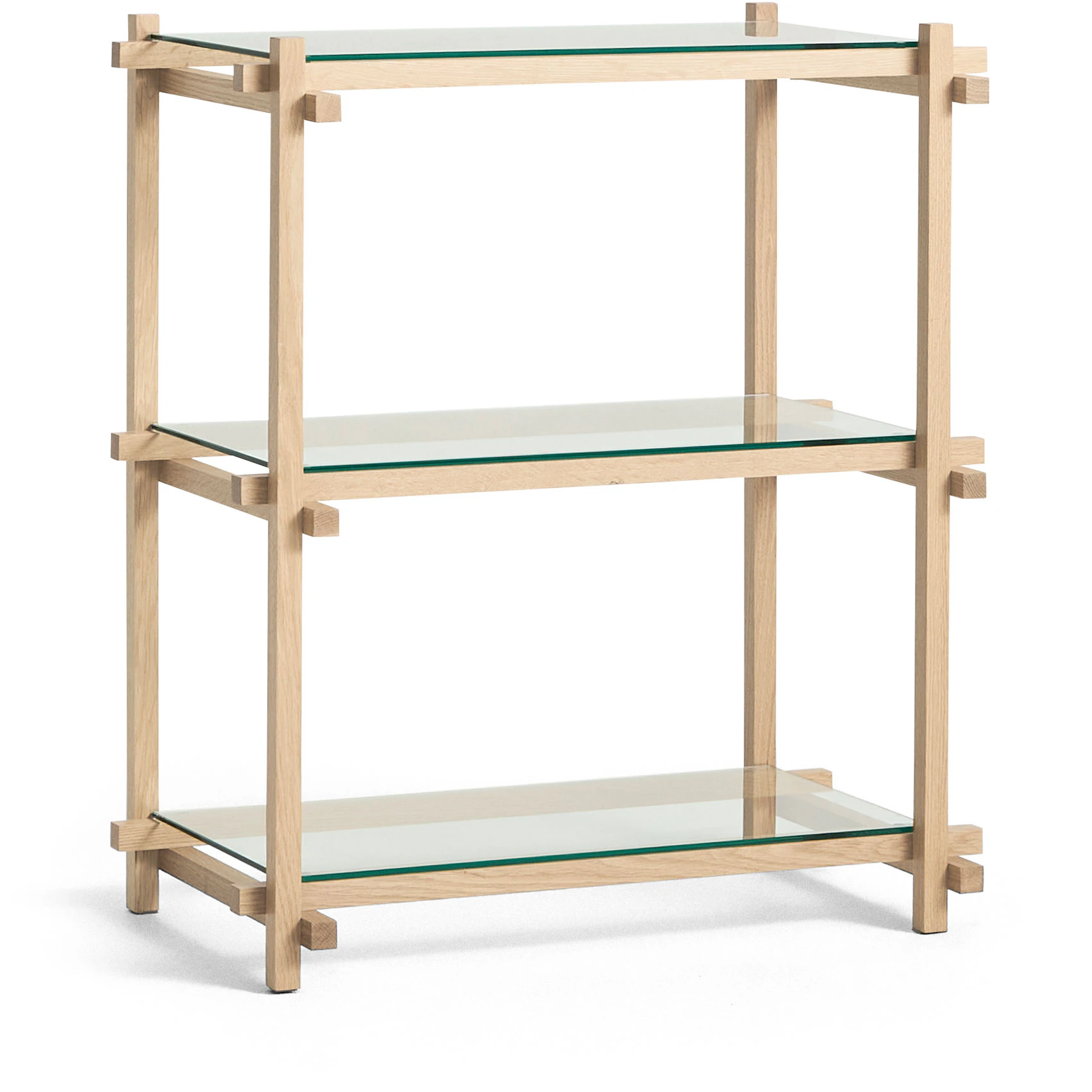 Hay Woody Hyllsystem 2.0 Column Low Soaped Oak / Clear Glass - Bokhyllor Ek Transparent