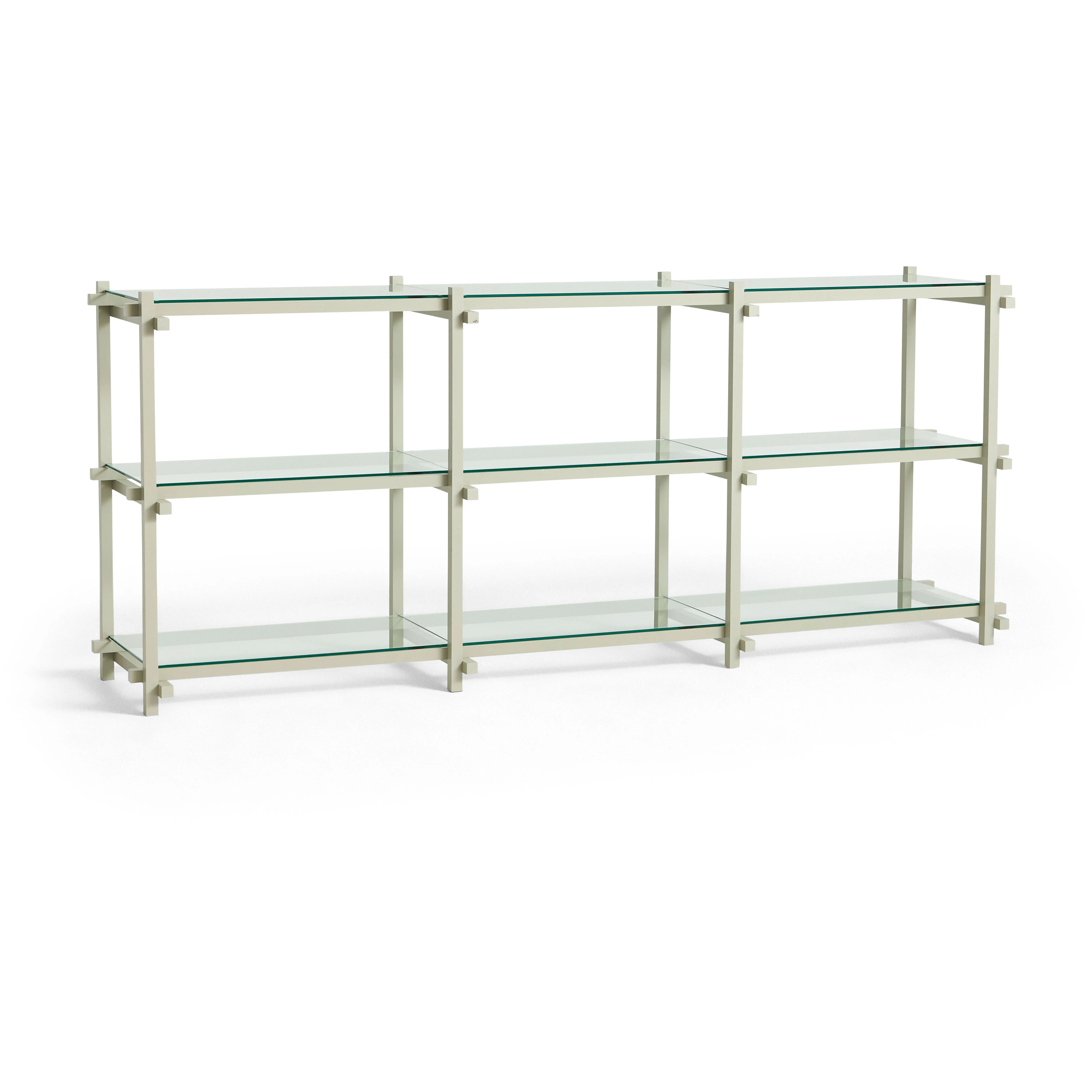 Hay Woody Hyllsystem 2.0 Low Smokey Grey Beech / Clear Glass - Bokhyllor Bok Grå