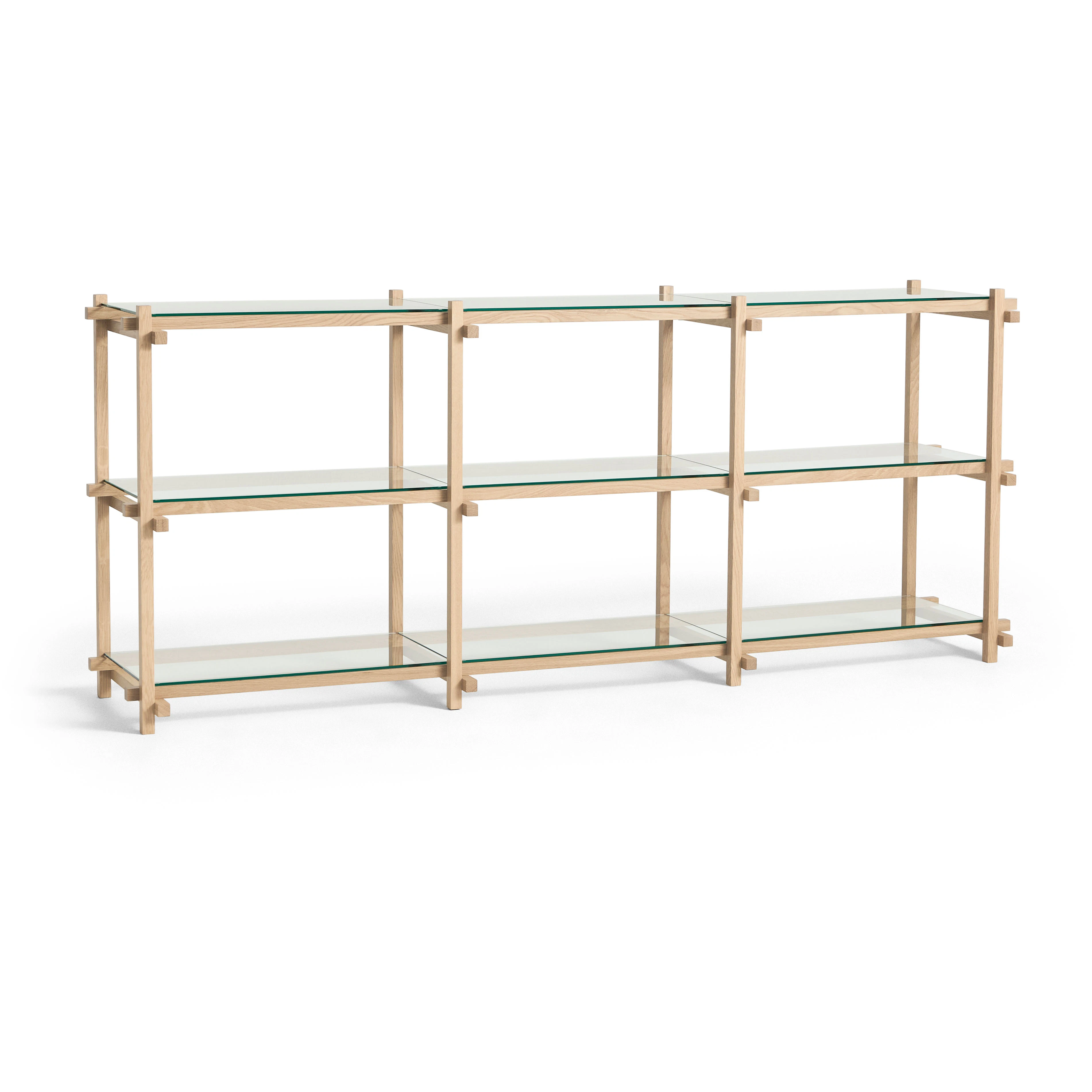 Hay Woody Hyllsystem 2.0 Low Soaped Oak / Clear Glass - Bokhyllor Ek Transparent