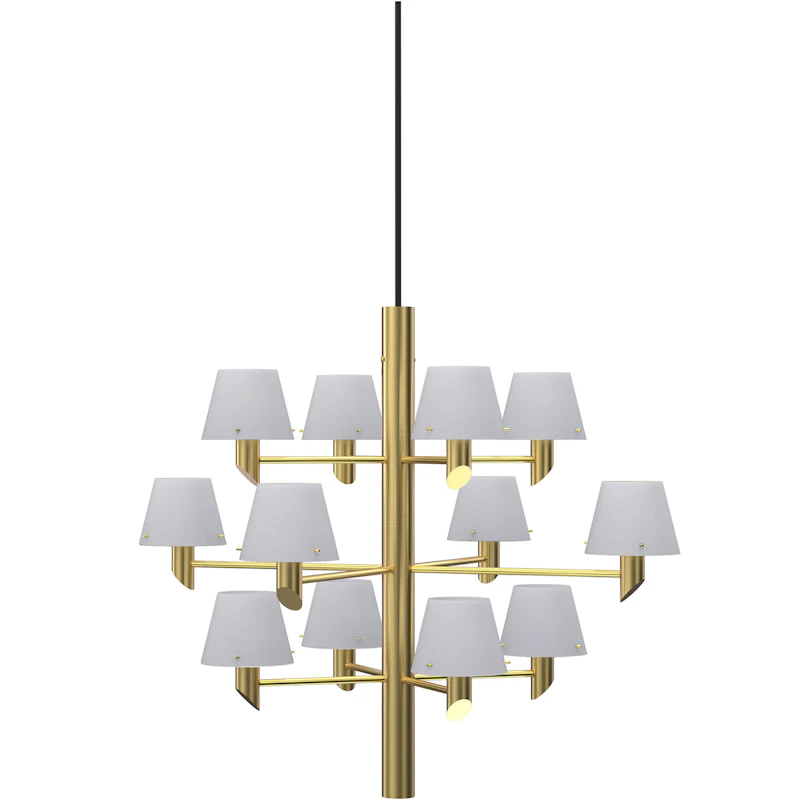 Gil 12 Ljuskrona, Satin Brass / Opal Glass