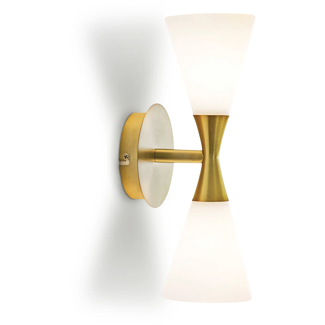 Herstal Harlekin Duo V&auml;gglampa /vit - V&auml;gglampor Glas M&auml;ssing