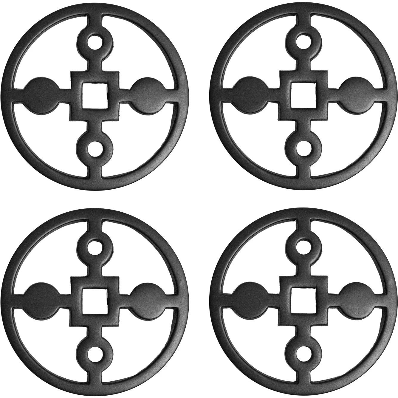 Hilke Collection Anima Gemella Glasunderl&auml;gg &Oslash;10 Cm 4-pack - Bordstabletter & Glasunderl&auml;gg Pulverlackerad Aluminium Svart