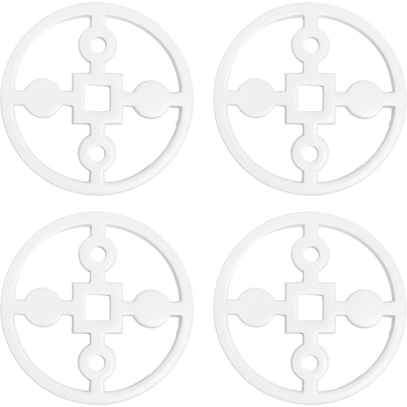 Hilke Collection Anima Gemella Glasunderl&auml;gg &Oslash;10 Cm 4-pack - Bordstabletter & Glasunderl&auml;gg Pulverlackerad Aluminium Vit