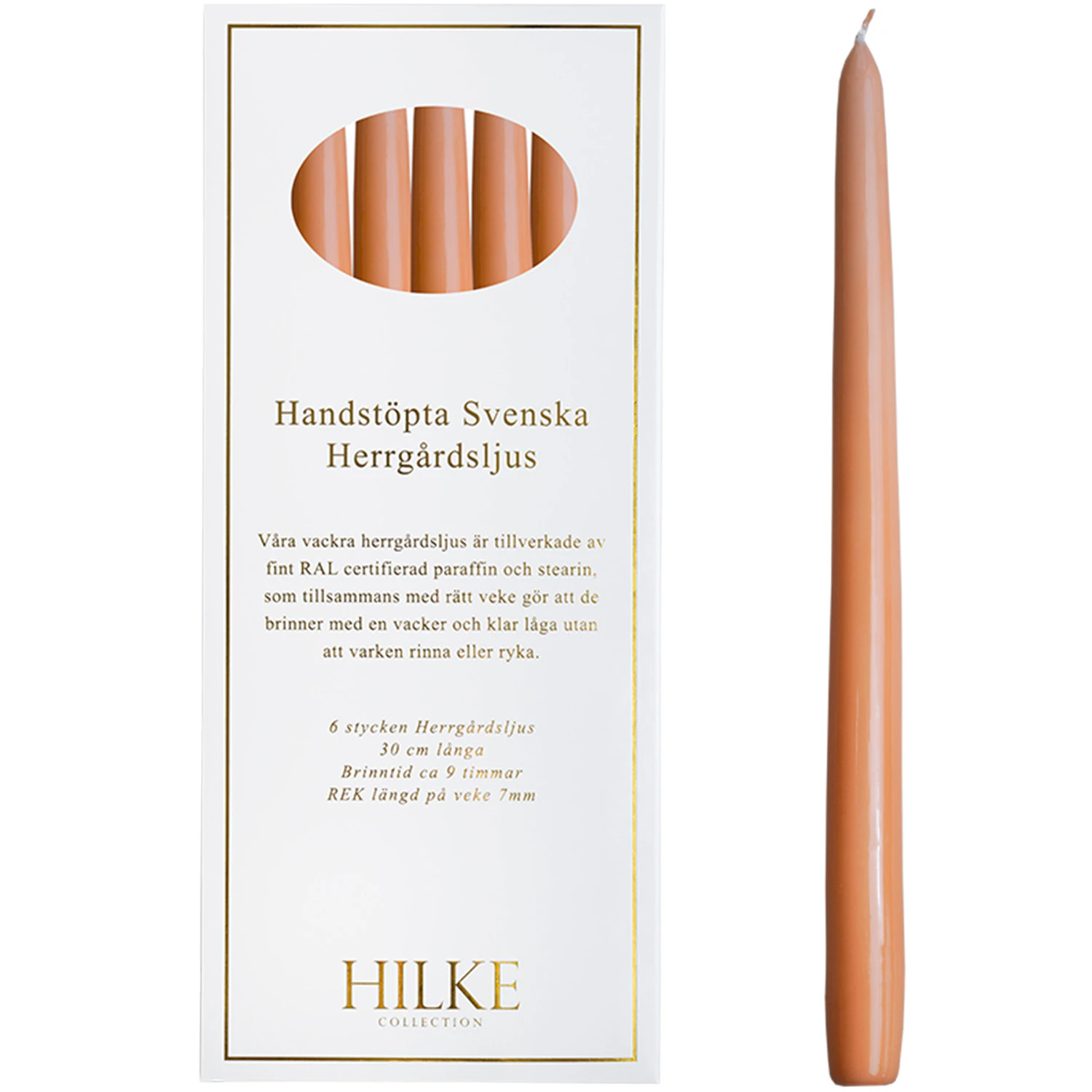 Hilke Collection Ljus 30 Cm 6-pack - Ljus Paraffin Aprikos