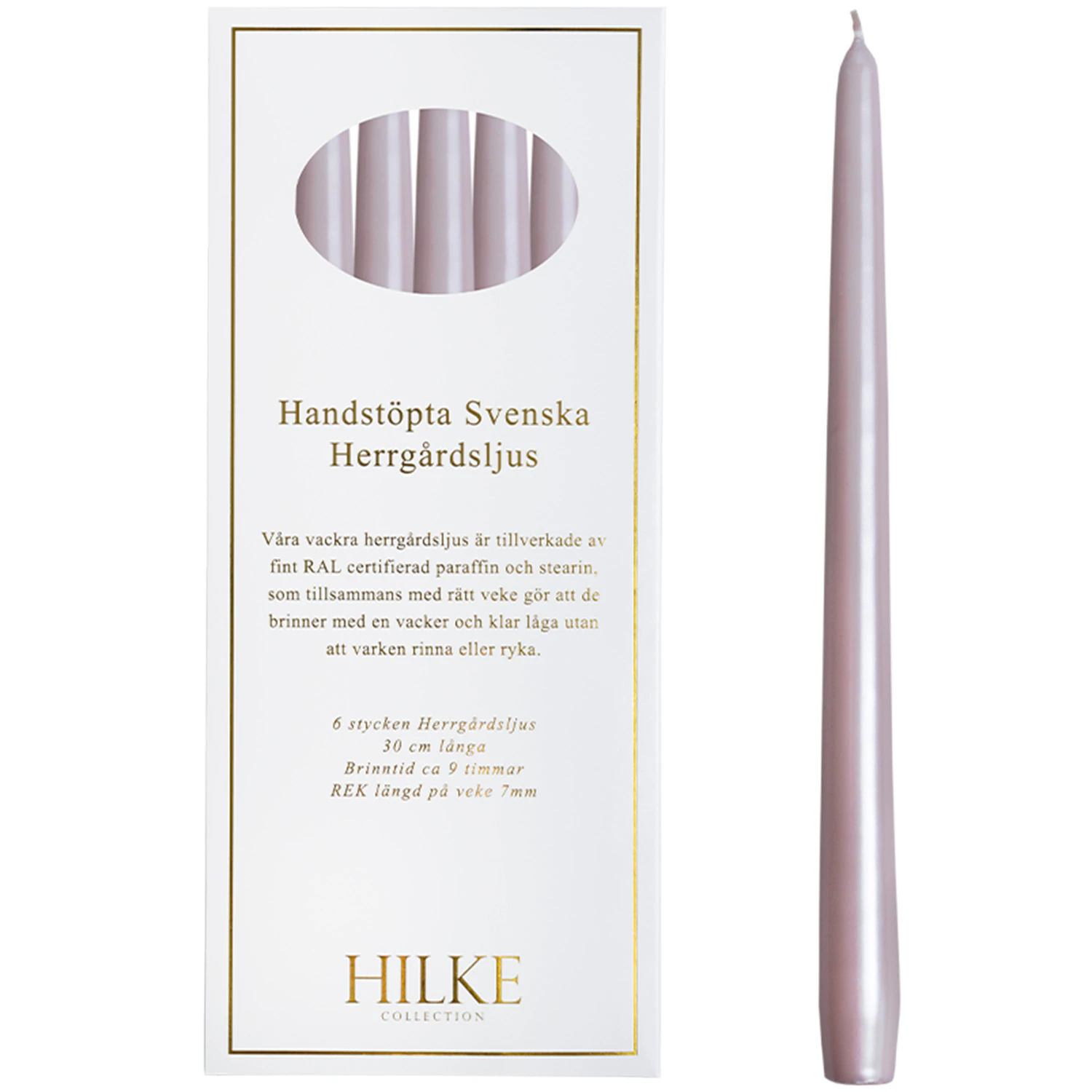 Hilke Collection Ljus 30 Cm 6-pack Dimrosa P&auml;rla - Ljus Paraffin P&auml;rlrosa