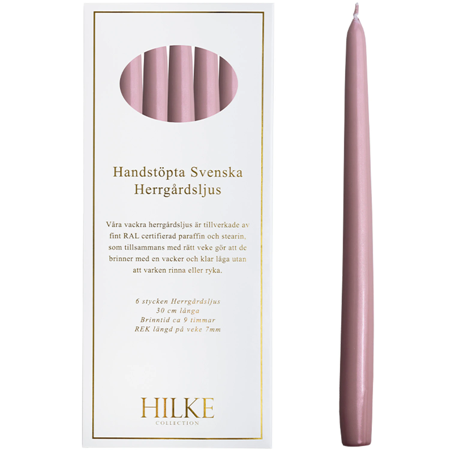 Hilke Collection Ljus 30 Cm 6-pack Rosa Metallic - Ljus Paraffin Metallic Pink