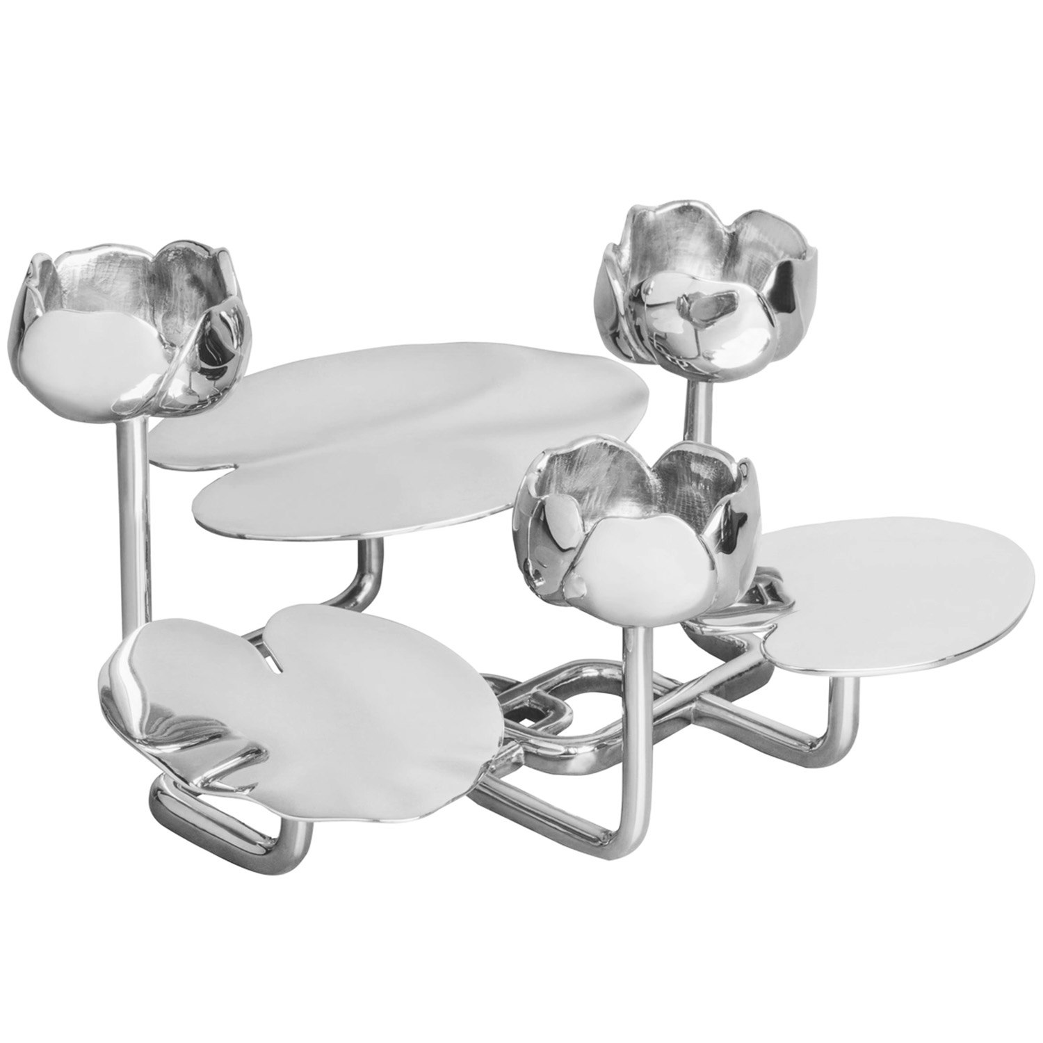 Hilke Collection Ninfea Grande Ljusstake Nickelpl&auml;terad - Ljusstakar M&auml;ssing Silver