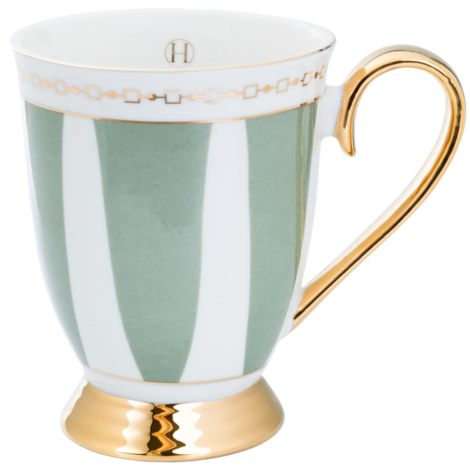 Hilke Collection Strisce Mugg Med Fot - Kaffekoppar New Bone Porslin Salvia