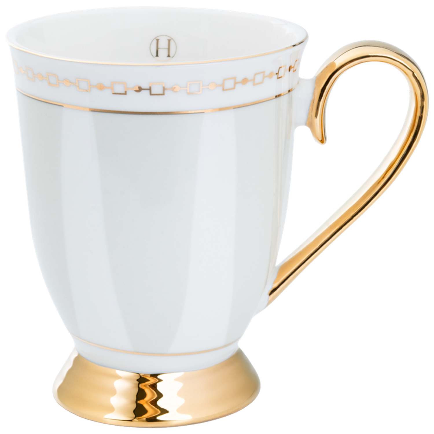 Hilke Collection Strisce Mugg Med Fot - Kaffekoppar New Bone Porslin Greige