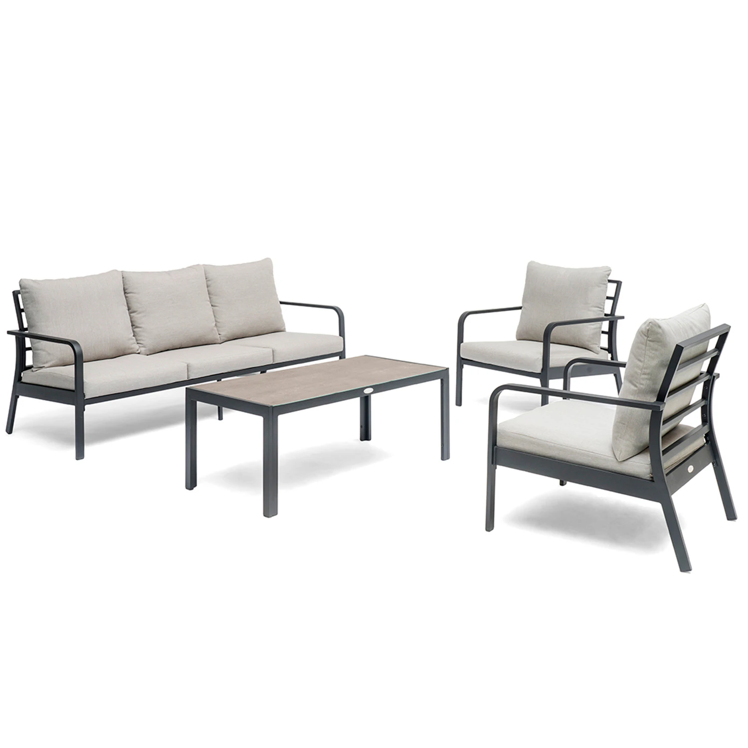 Hillerstorp Hånger Soffgrupp Gråbeige / - Loungefåtöljer Aluminium Svart