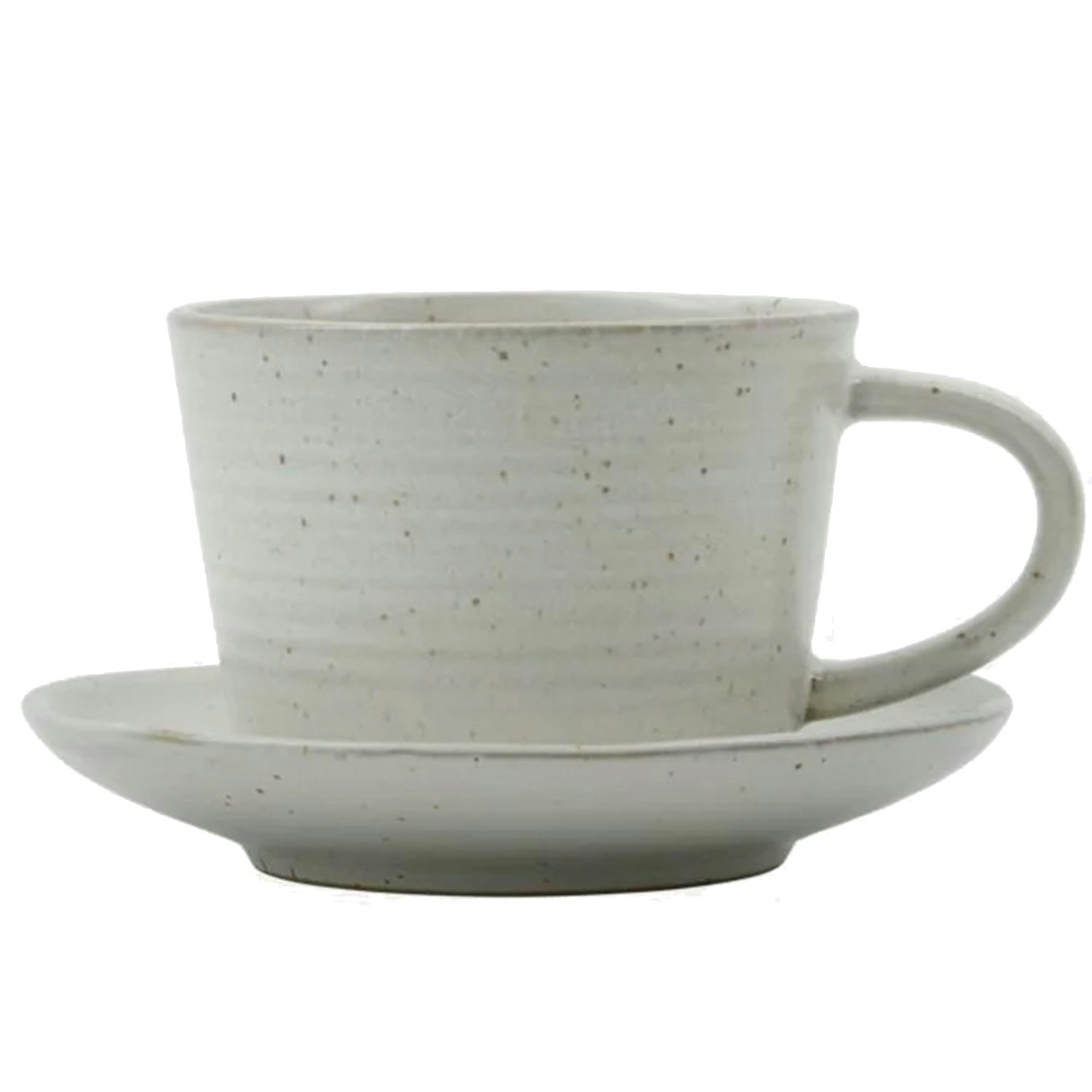 House Doctor Pion Kopp Med Fat 23 Cl /vit - Kaffekoppar Stengods Gr&aring;