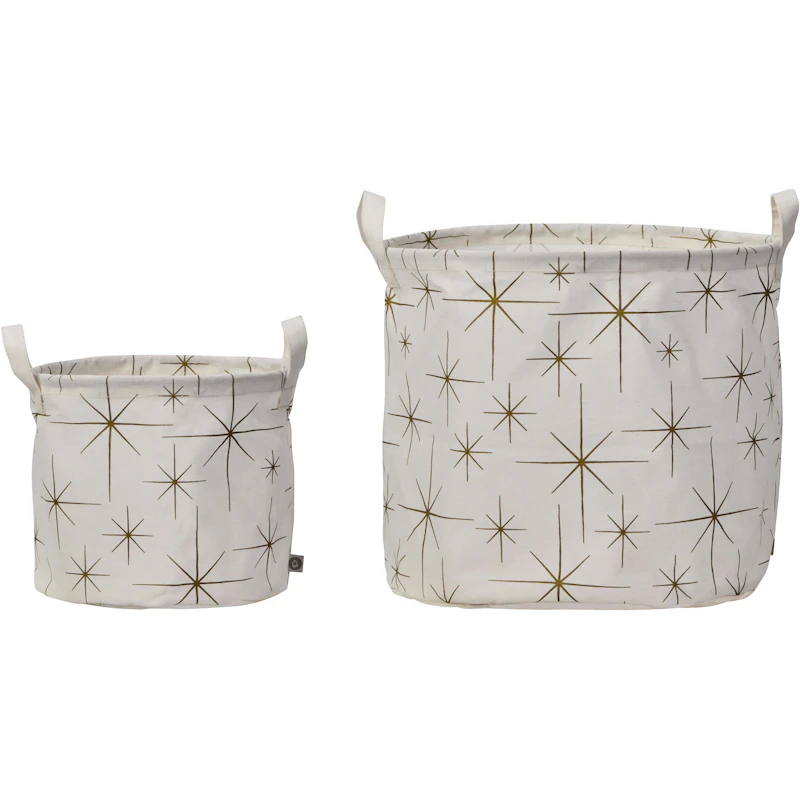 Stars Förvaringskorg 2-pack, Off-white / Guld